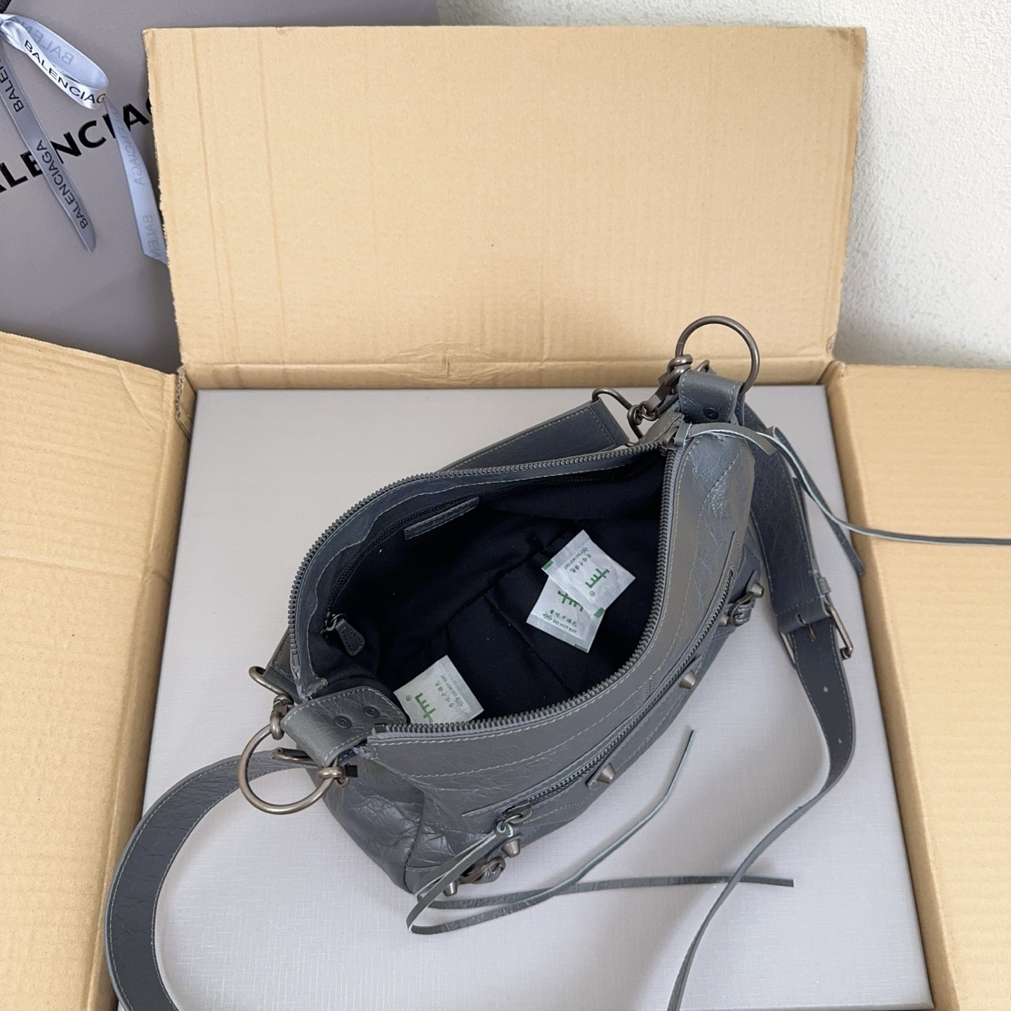 Balenciaga Gray Moto Shoulder Bag