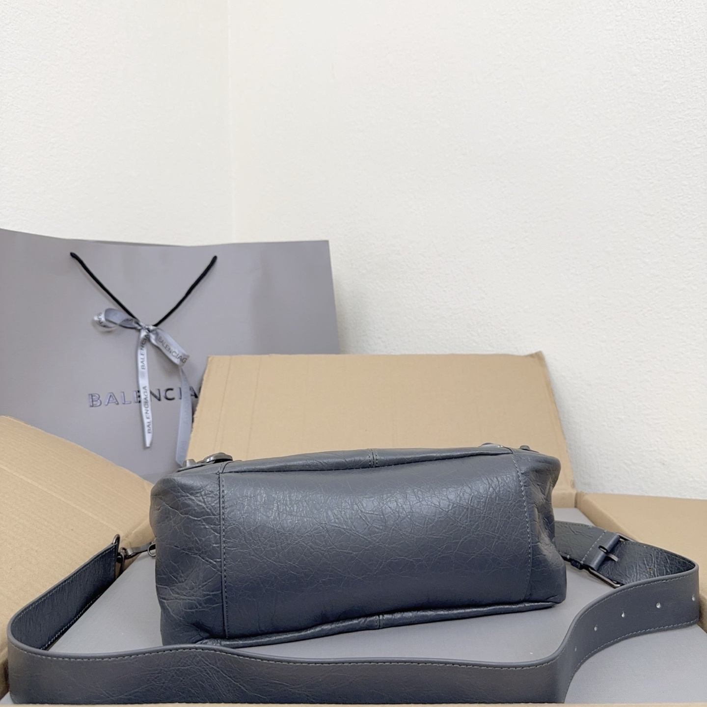 Balenciaga Gray Moto Shoulder Bag