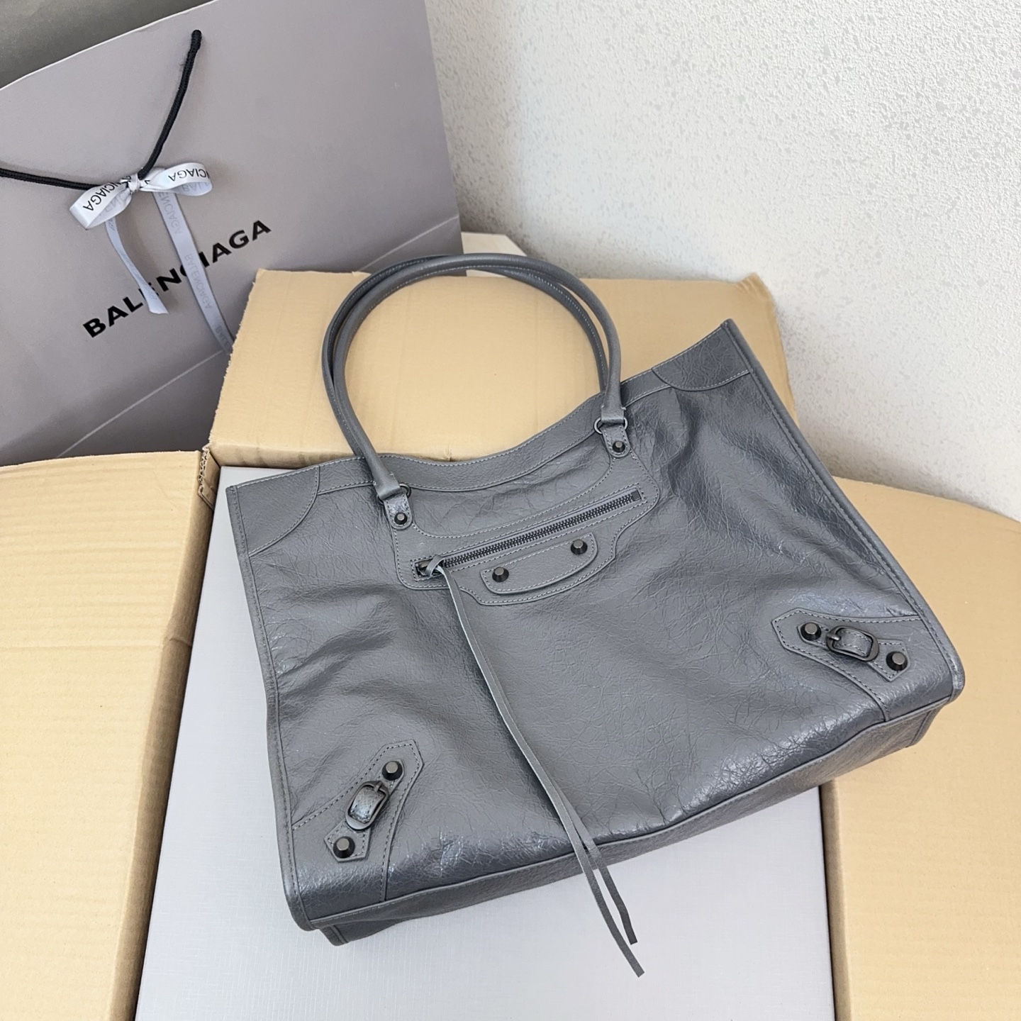 パリスタイル灰色大号トートバッグ