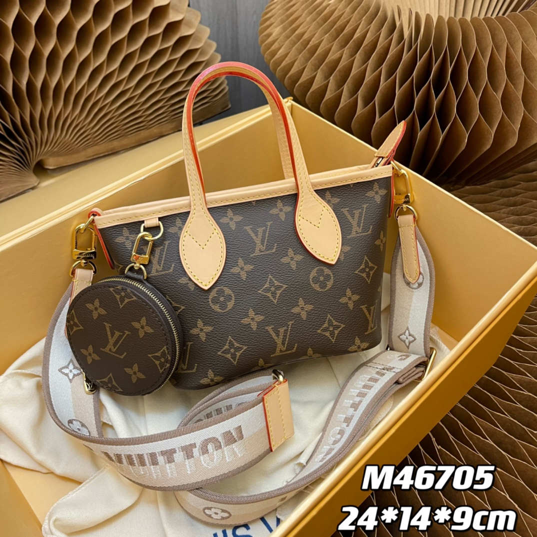 Louis Vuitton LV Neverfull Bags Handbags Damier Ebene Canvas Cowhide Fabric Casual M46705