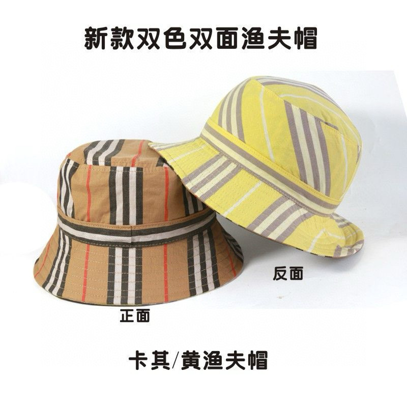 ●巴宝利双面戴条纹渔夫帽， 有48/50/52/54cm