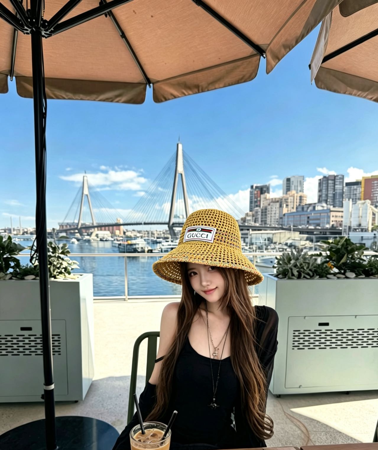 Gucci 古奇 针织花边草帽