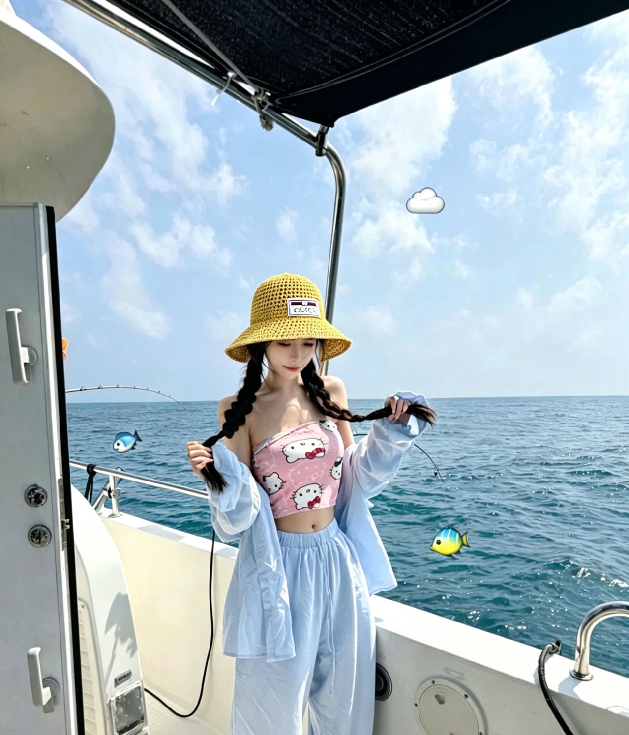Gucci 古奇 针织花边草帽