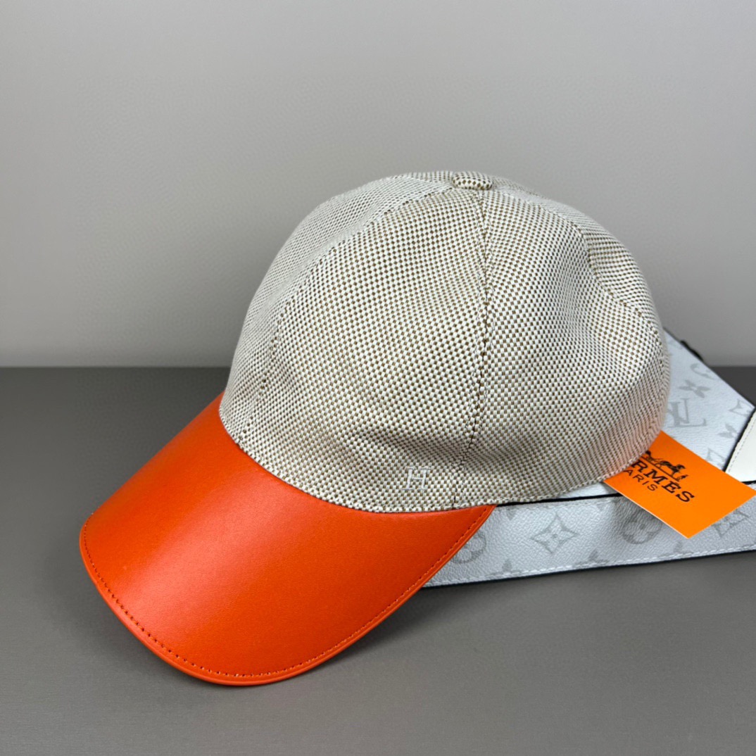 🌾HERMÈS (爱马仕)原单棒球帽，经典H， 正品开模订制，原版透气帆布面料+头层牛皮，原厂精钢调节扣
