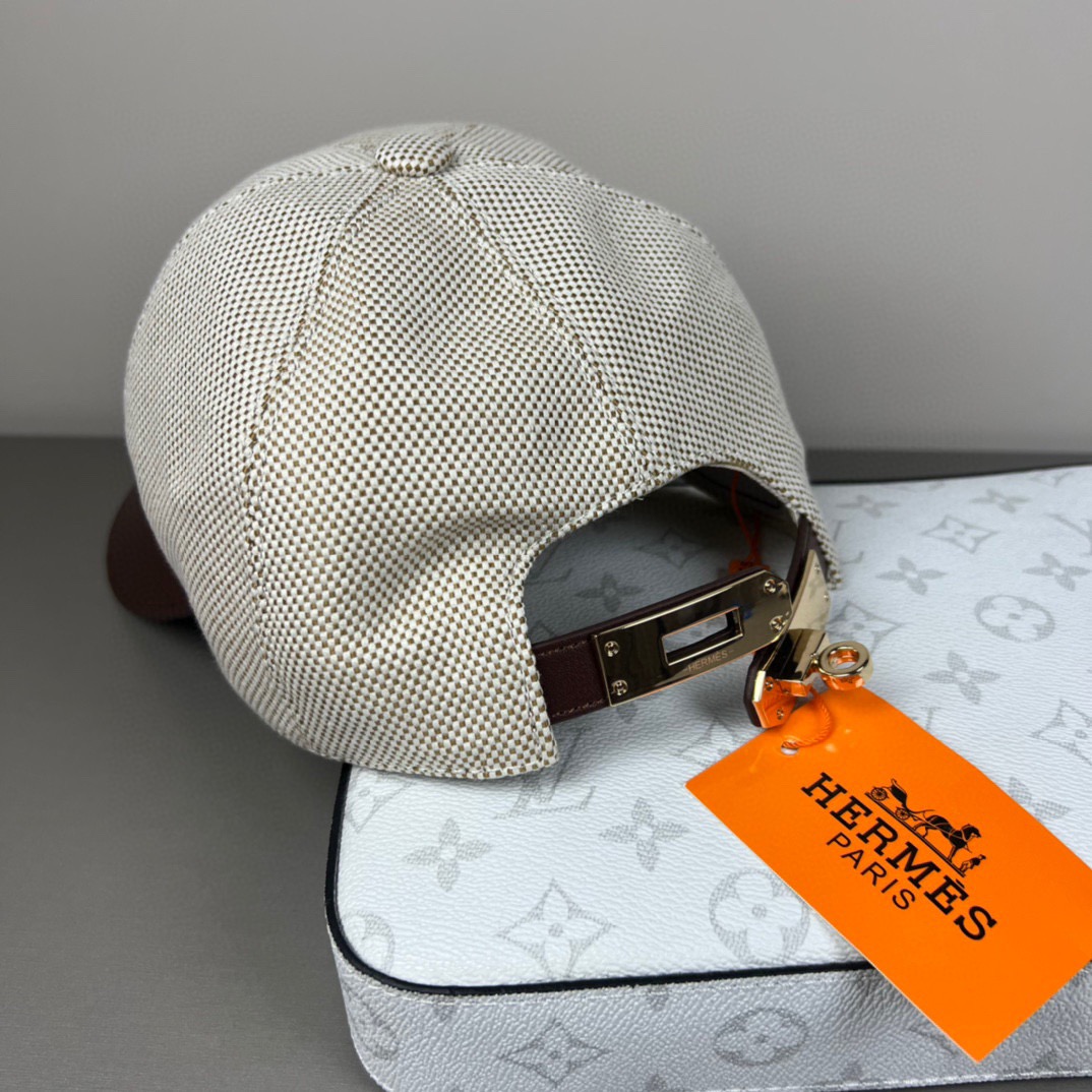 🌾HERMÈS (爱马仕)原单棒球帽，经典H， 正品开模订制，原版透气帆布面料+头层牛皮，原厂精钢调节扣