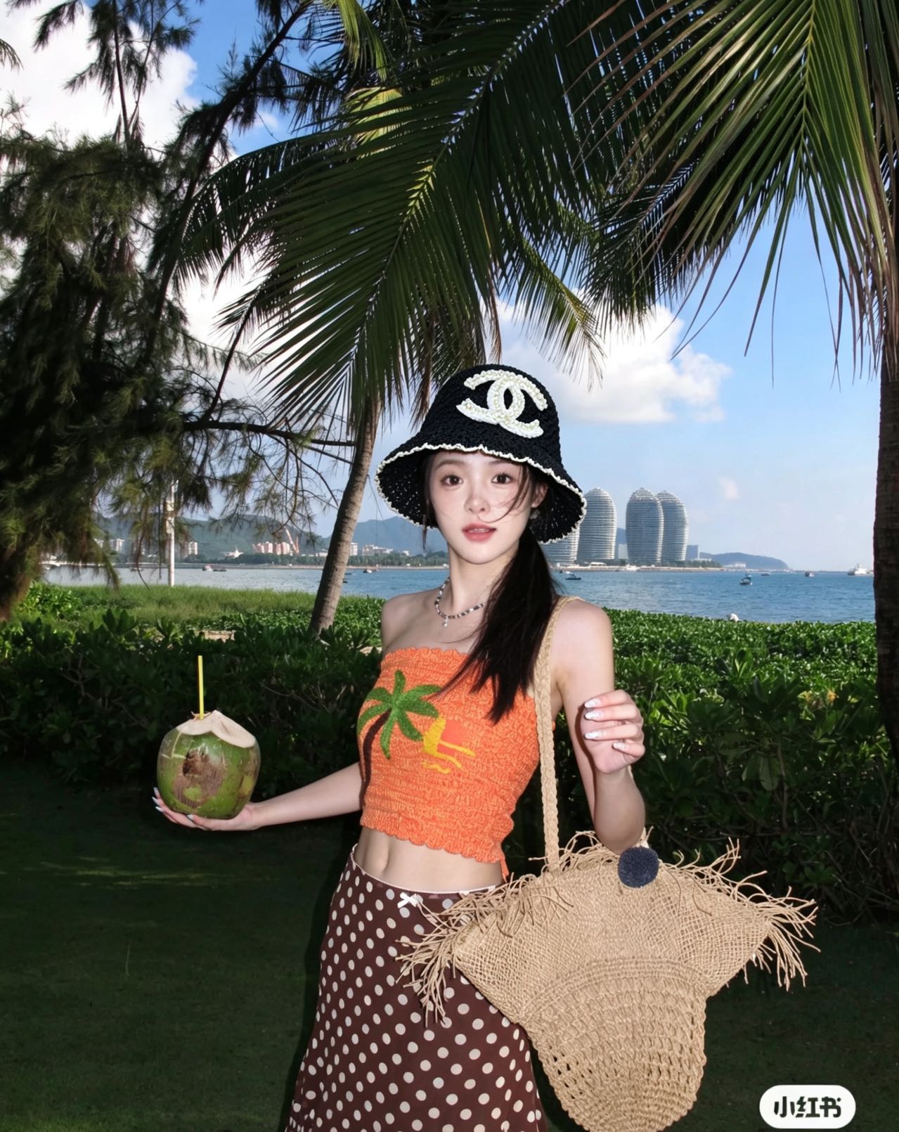 Chanel 85 香奈儿CHANEL针织花边草帽