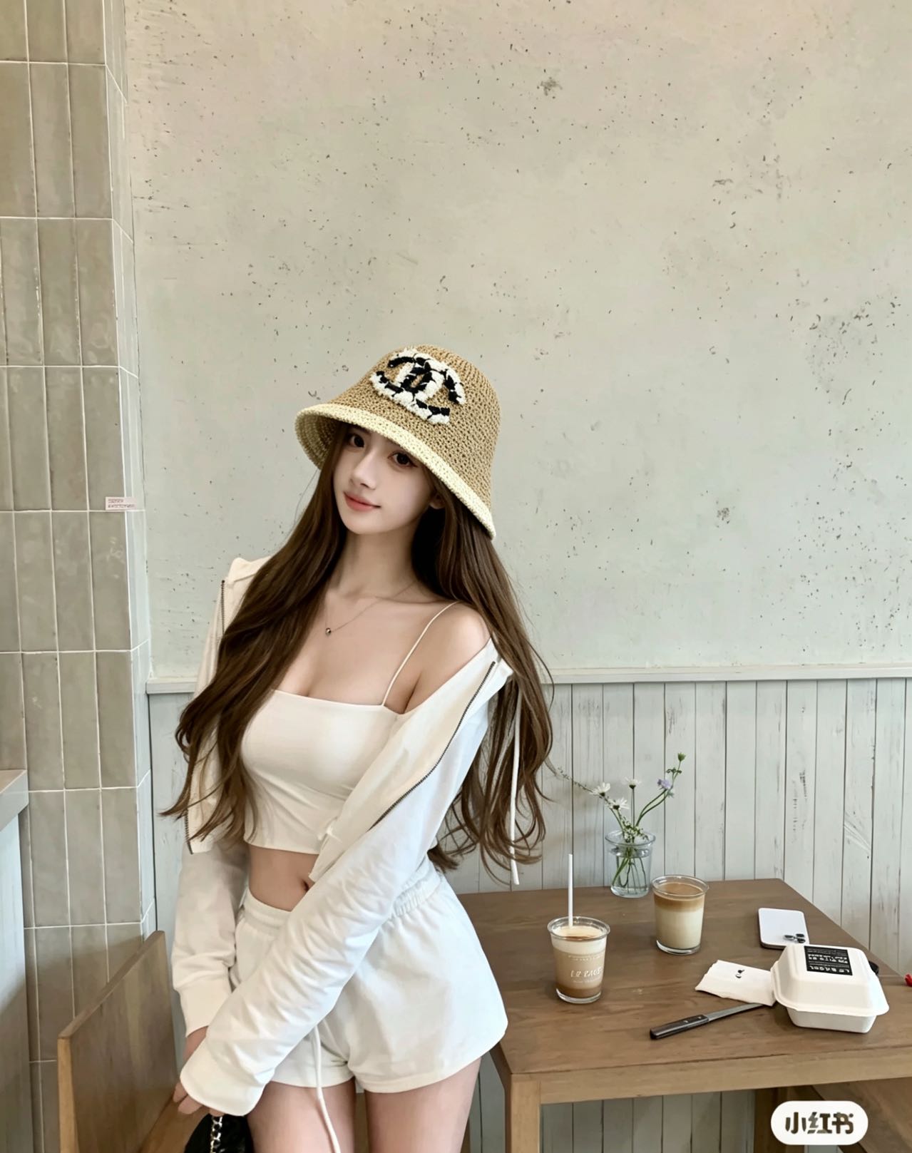Chanel 85 香奈儿CHANEL针织花边草帽