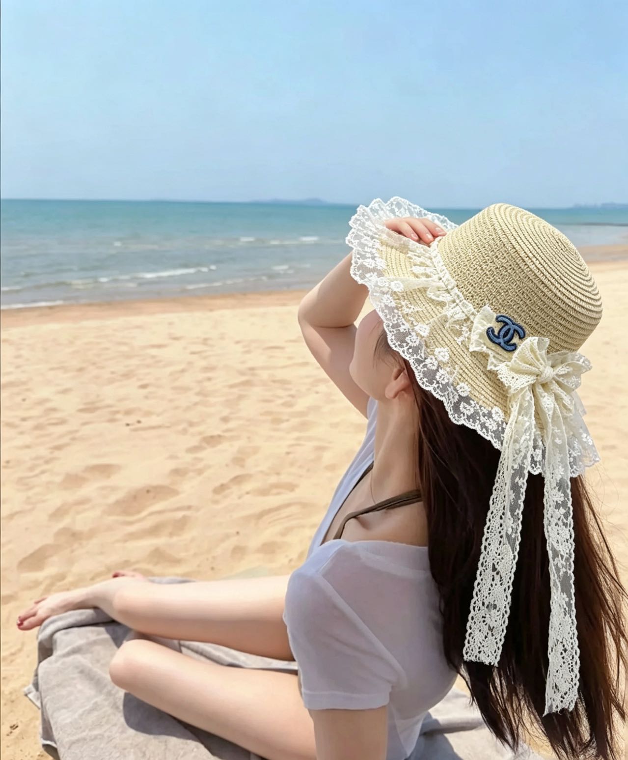 （香奈儿Chanel 大檐遮阳盆帽/渔夫草帽，防晒显脸小，细腻草编肌理，透气轻盈，度假&日常都不闷热，装