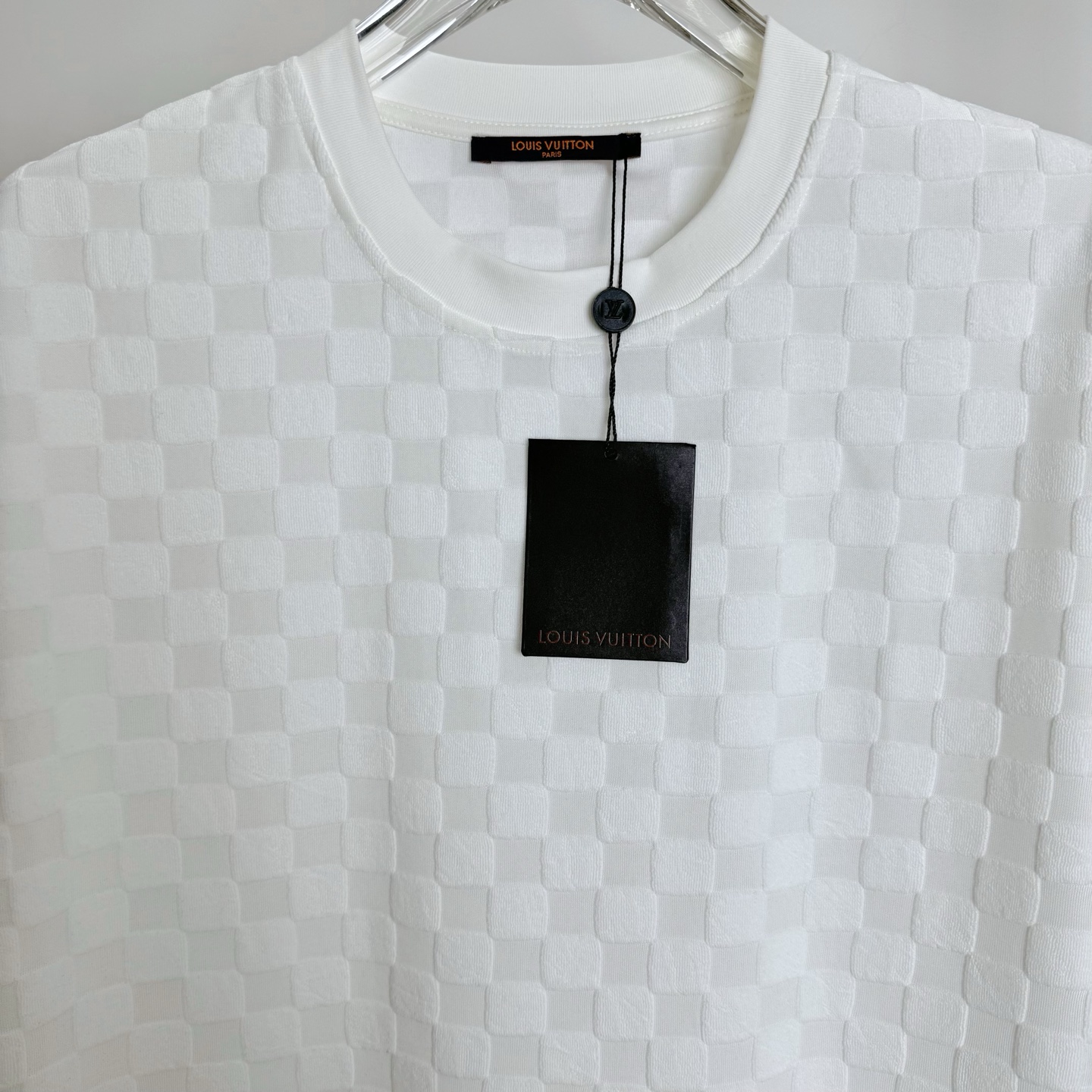 Louis Vuitton LV路易威登2025新款格子纹提花短袖圆领T恤