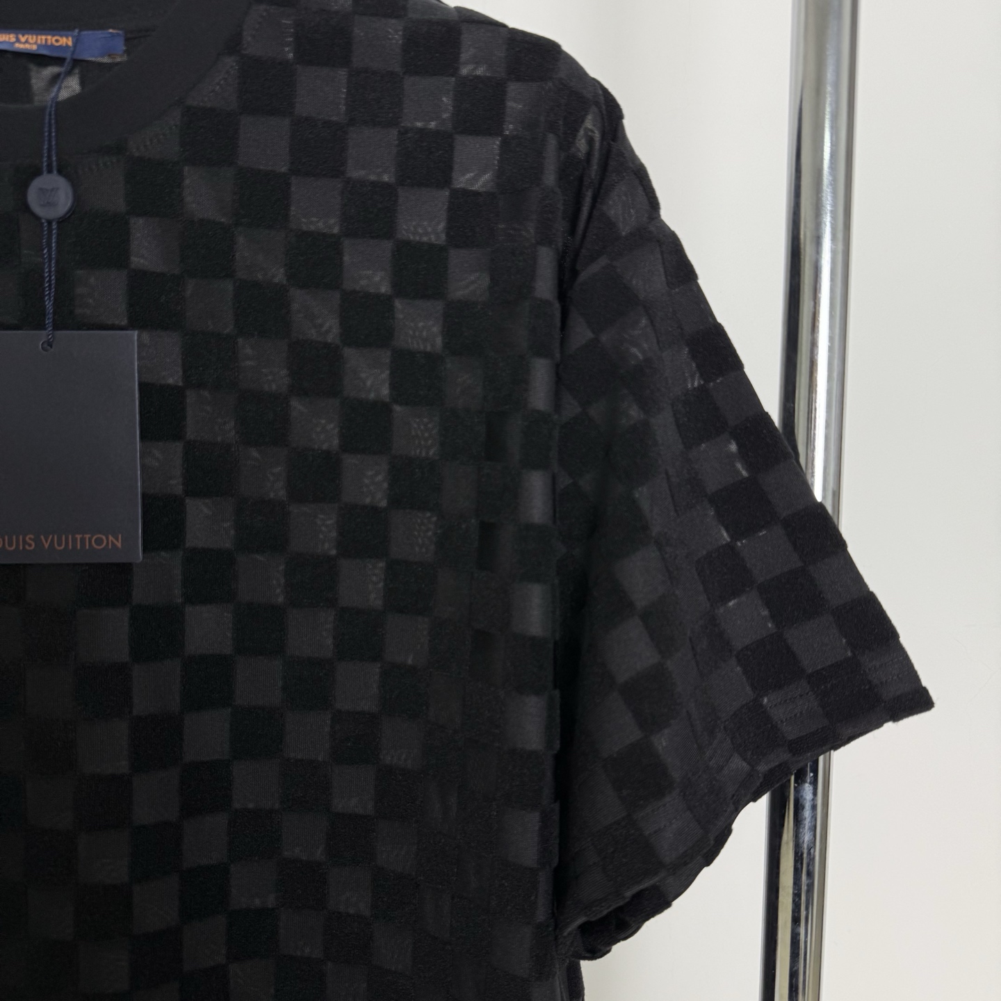 Louis Vuitton LV路易威登2025新款格子纹提花短袖圆领T恤
