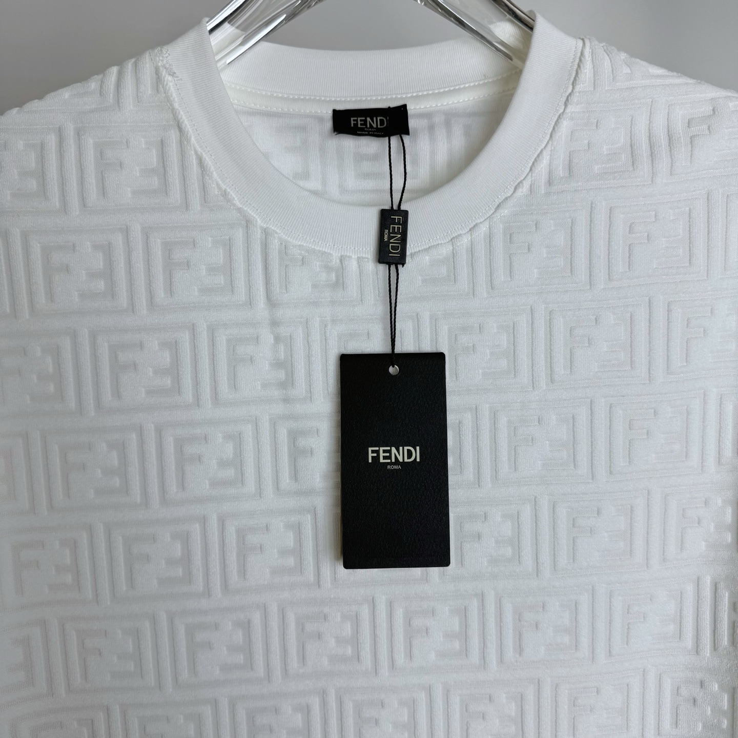 Fendi FENDI 2025新款芬迪提花毛巾面料圆领F字母提花短袖T恤