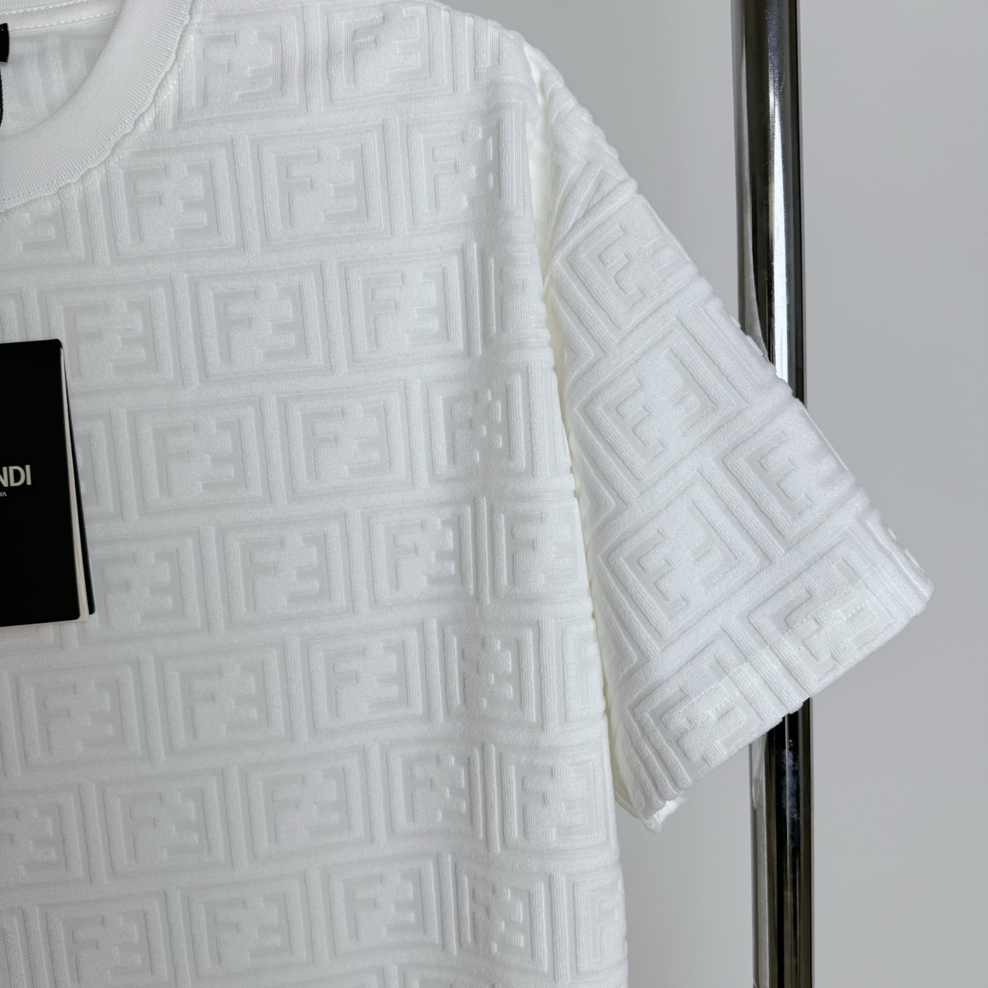 Fendi FENDI 2025新款芬迪提花毛巾面料圆领F字母提花短袖T恤
