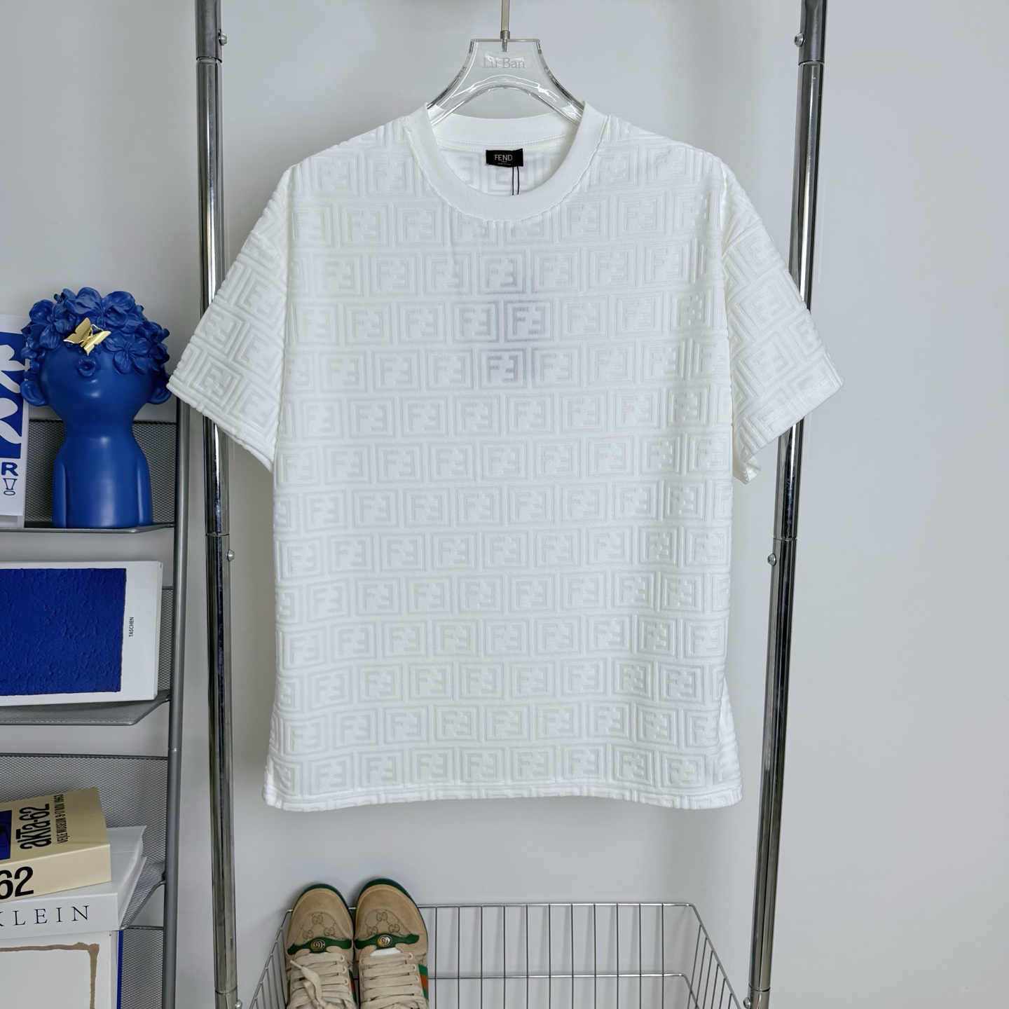 Fendi FENDI 2025新款芬迪提花毛巾面料圆领F字母提花短袖T恤