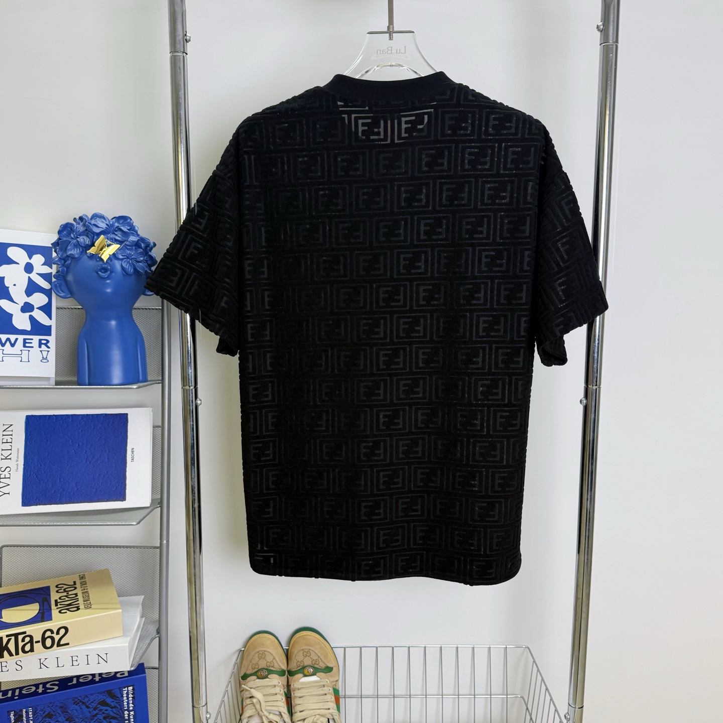 Fendi FENDI 2025新款芬迪提花毛巾面料圆领F字母提花短袖T恤