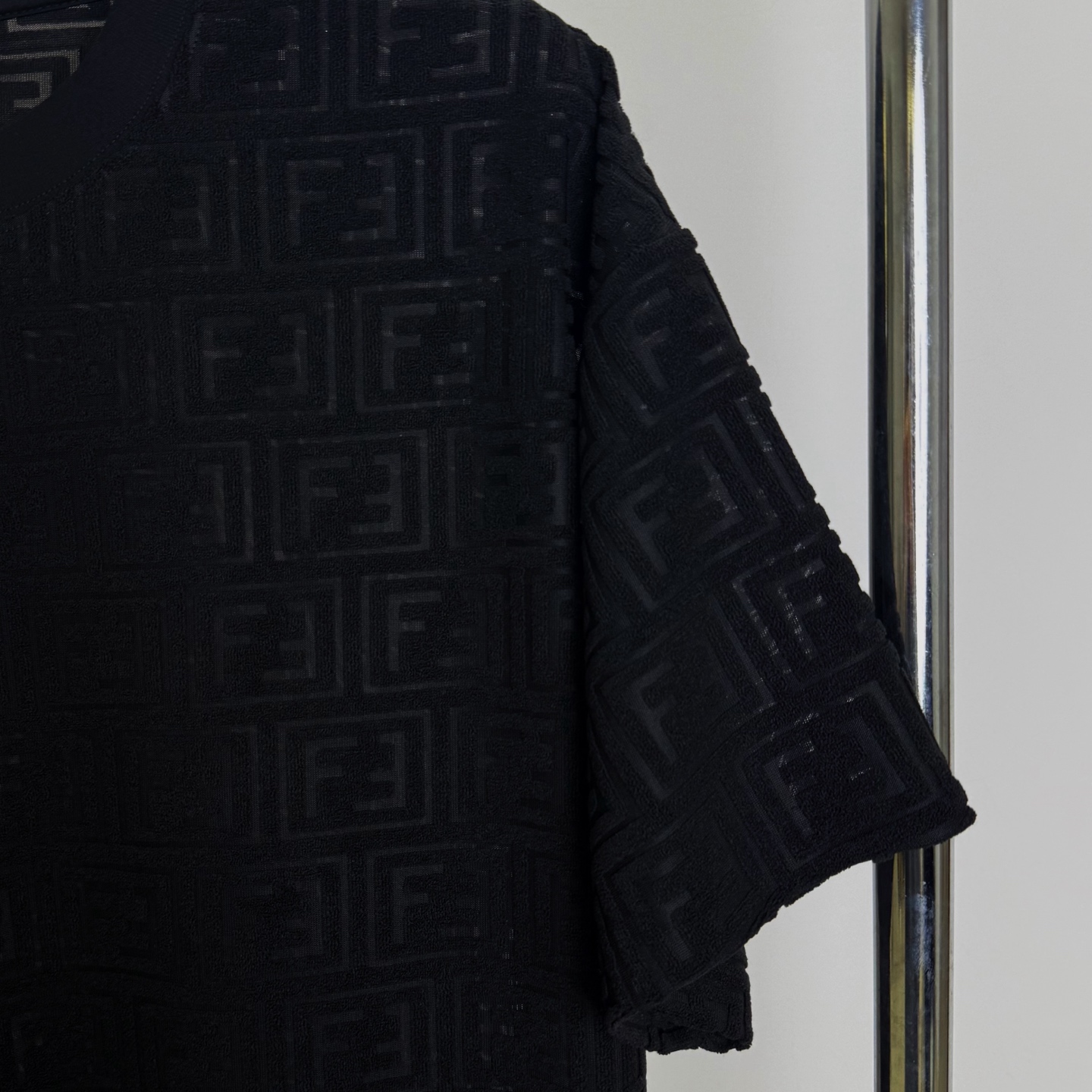 Fendi FENDI 2025新款芬迪提花毛巾面料圆领F字母提花短袖T恤