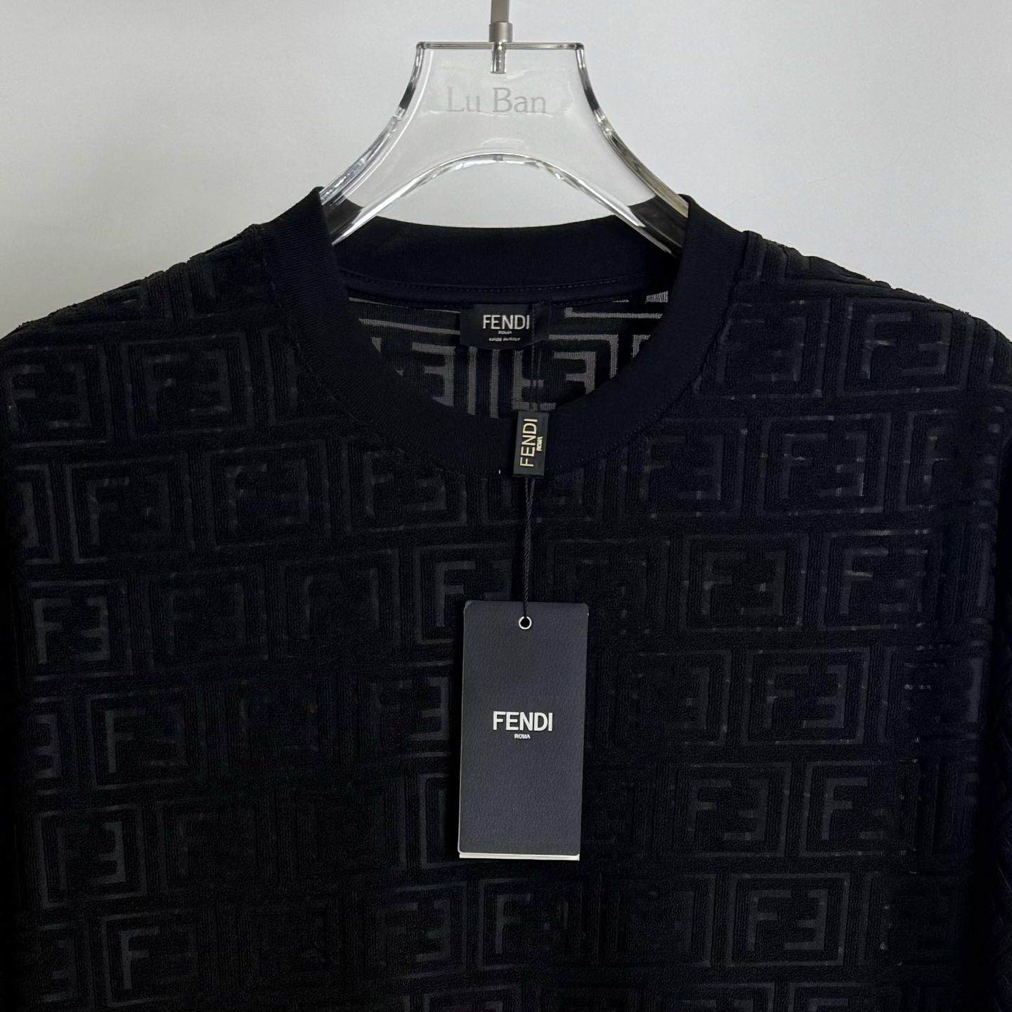 Fendi FENDI 2025新款芬迪提花毛巾面料圆领F字母提花短袖T恤