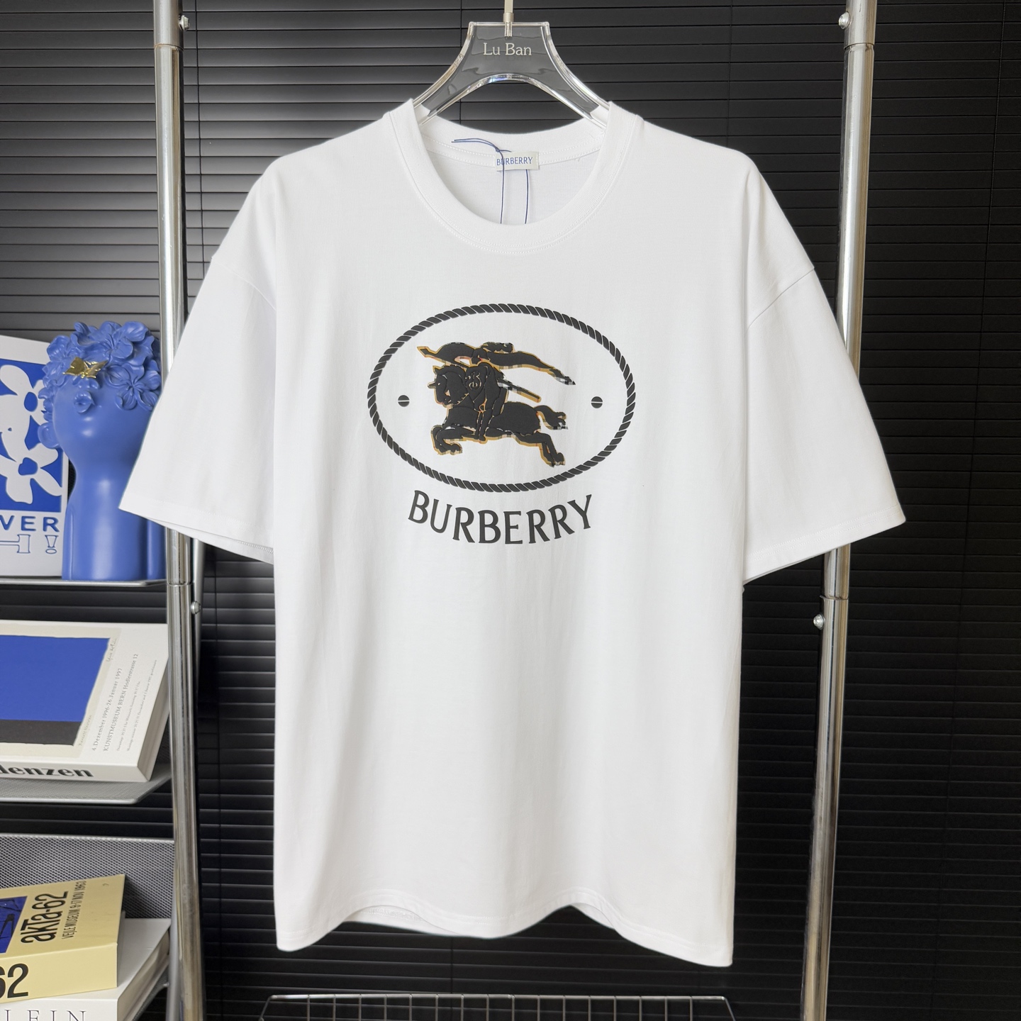 Burberry BURBERRY/巴宝莉 贴布发泡绒面战马 字母LOGO圆领短袖T恤