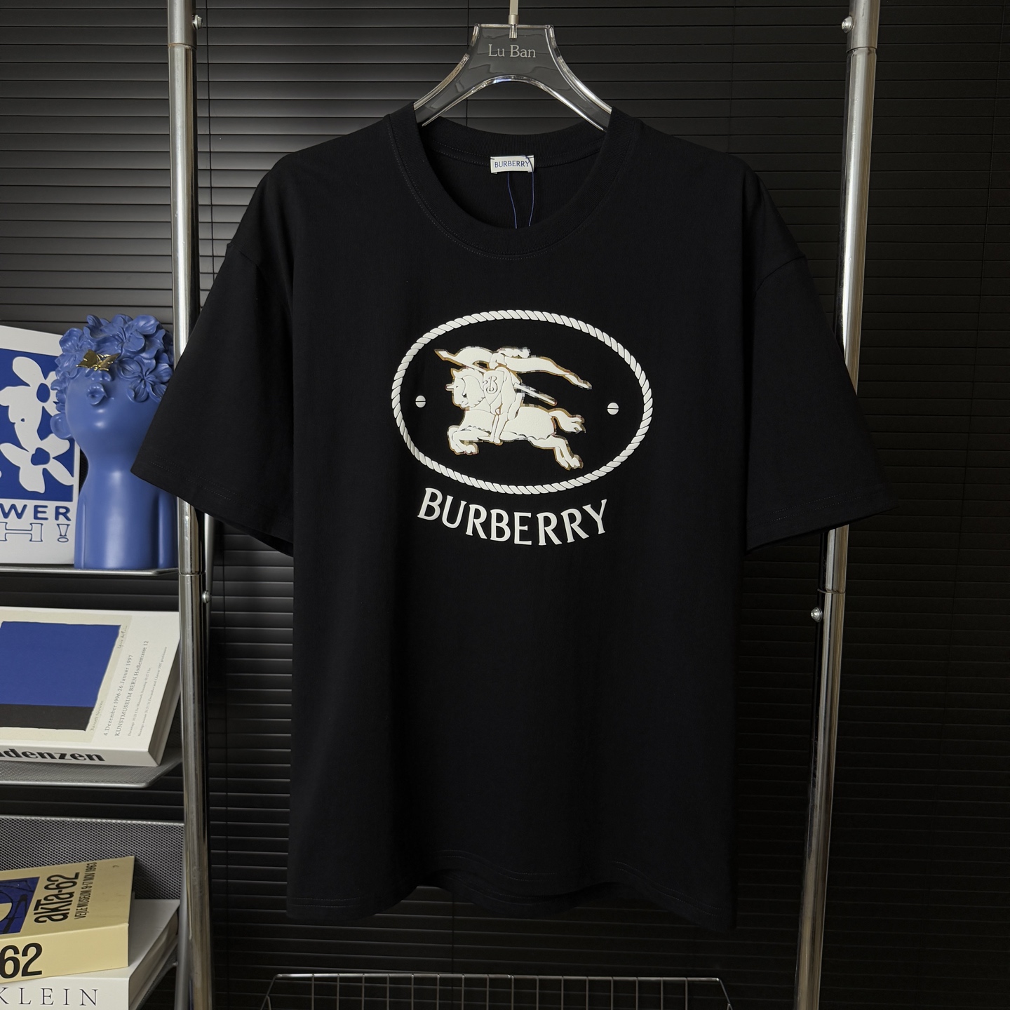 Burberry BURBERRY/巴宝莉 贴布发泡绒面战马 字母LOGO圆领短袖T恤