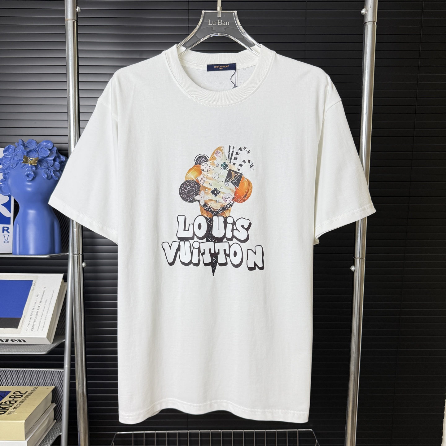 P80 A250 (Reposición a largo plazo, llegada al día siguiente) Helado LV/Louis Vuitton🍦Camiseta de manga corta con cuel…