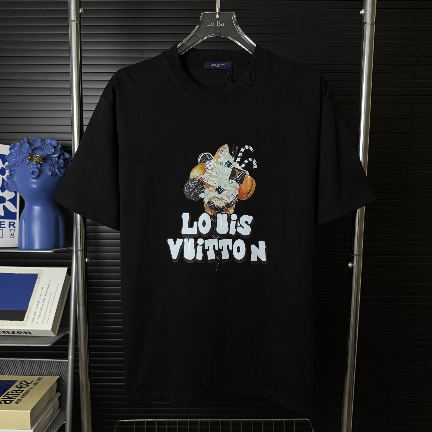 P80 A251 (Reposición a largo plazo, llegada al día siguiente) Helado LV/Louis Vuitton🍦Camiseta de manga corta con cuel…