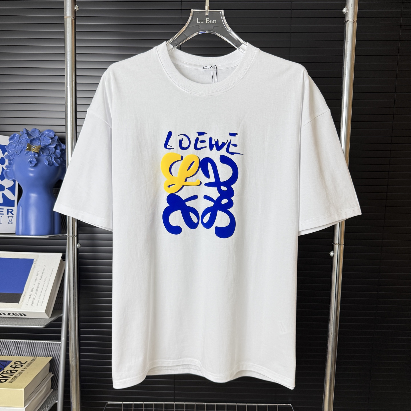 Loewe LOEWE/罗意威 拼色绒面字母LOGO圆领短袖T恤
