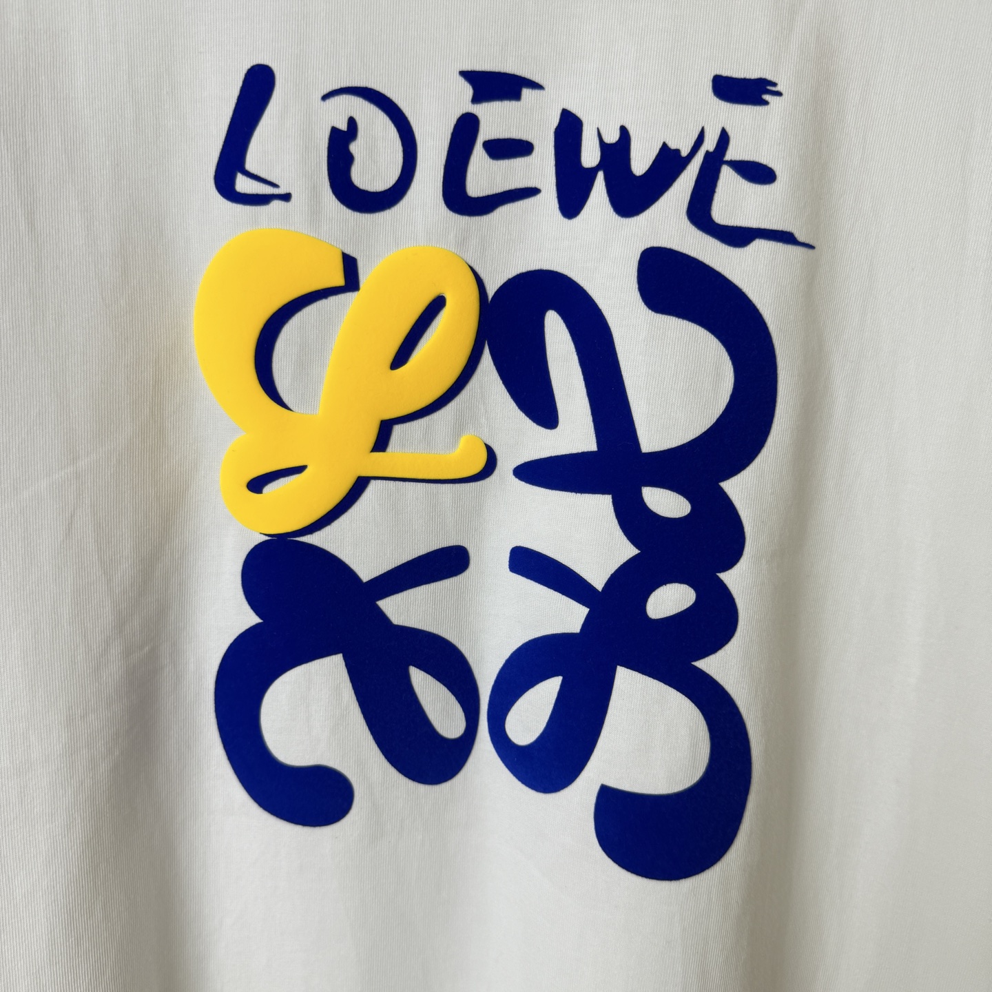 Loewe LOEWE/罗意威 拼色绒面字母LOGO圆领短袖T恤