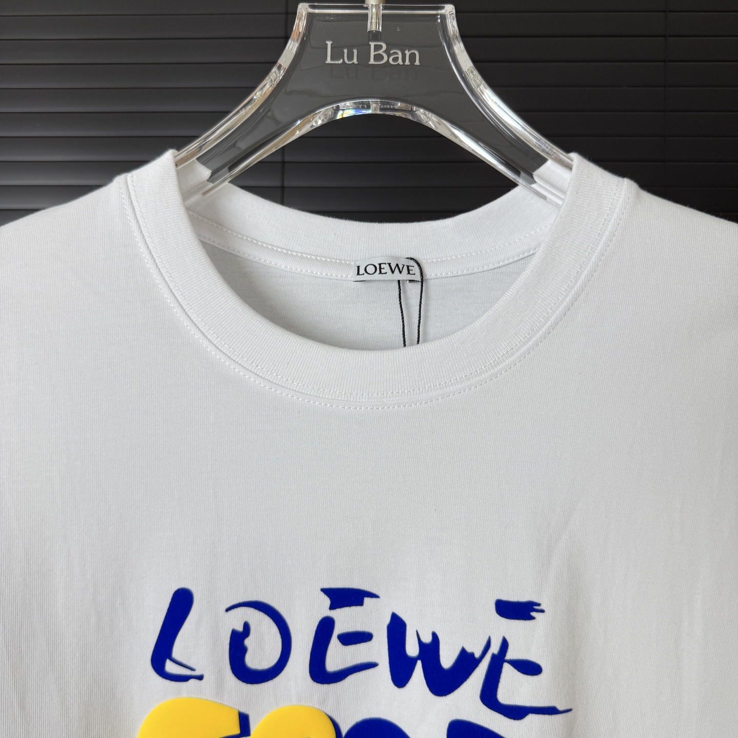 Loewe LOEWE/罗意威 拼色绒面字母LOGO圆领短袖T恤