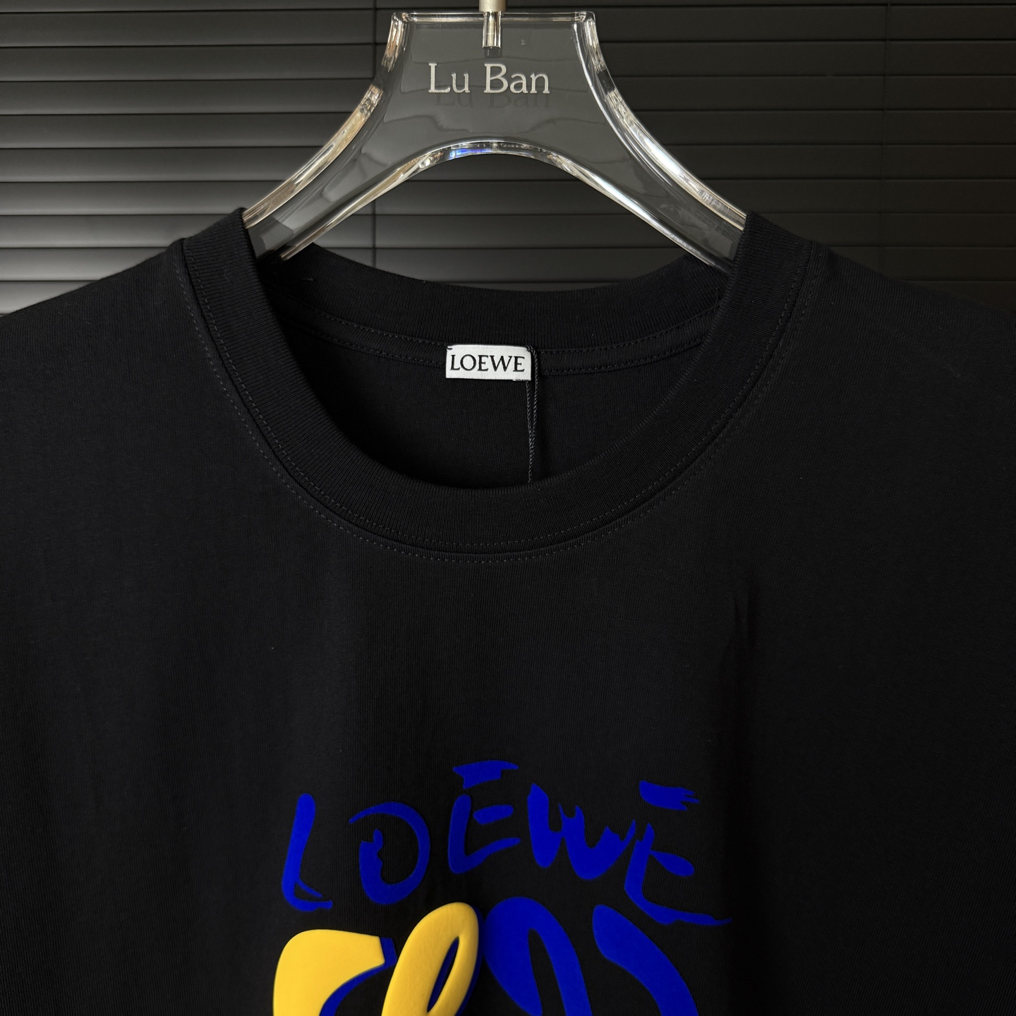 Loewe LOEWE/罗意威 拼色绒面字母LOGO圆领短袖T恤