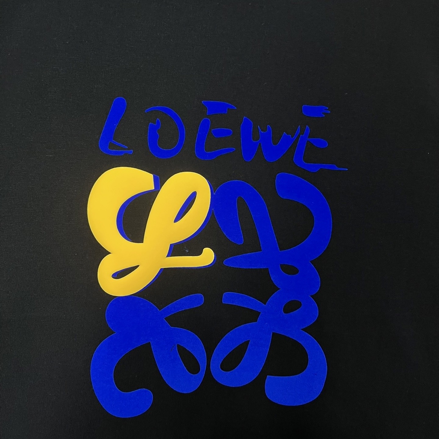 Loewe LOEWE/罗意威 拼色绒面字母LOGO圆领短袖T恤