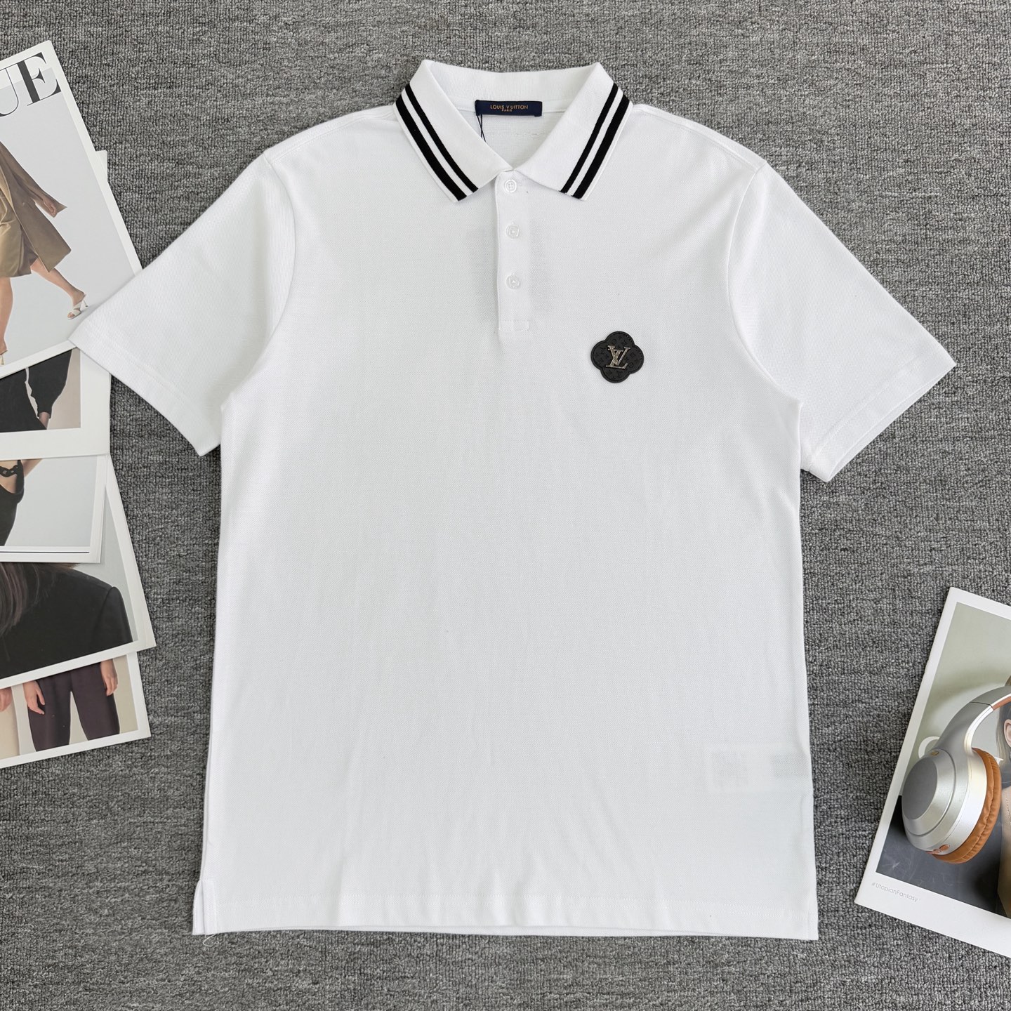 P95 A809 (Llegó el mismo día, disponible en stock) Louis Vuitton / Louis Vuitton 300g polo casual de solapa de manga co…