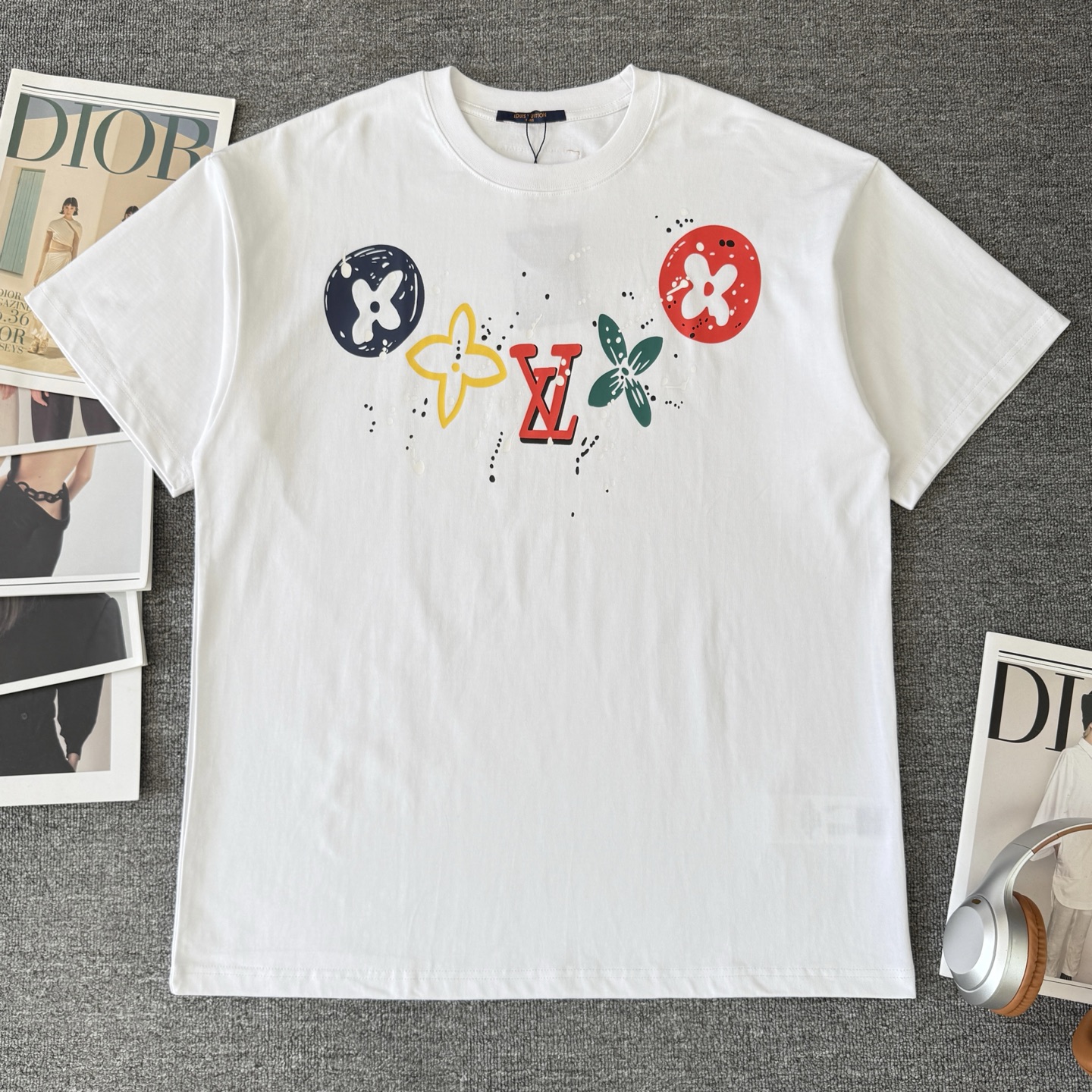P90 A907 (Llegó el mismo día, disponible en stock) Louis Vuitton / Louis Vuitton Camiseta de manga corta con cuello red…