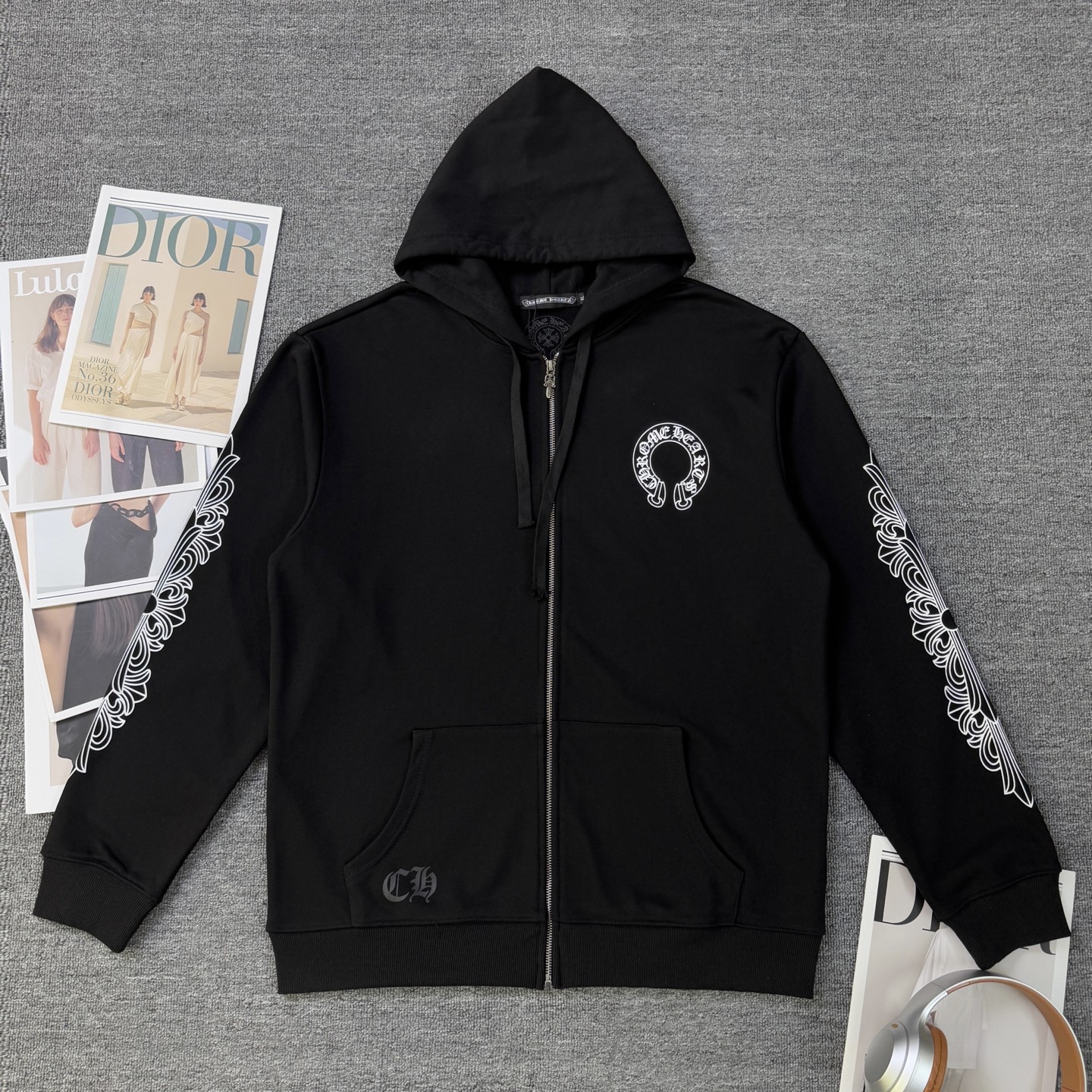 Chrome Hearts ChromeHearts CH克罗心25早秋花臂马蹄拉链开衫连帽卫衣
