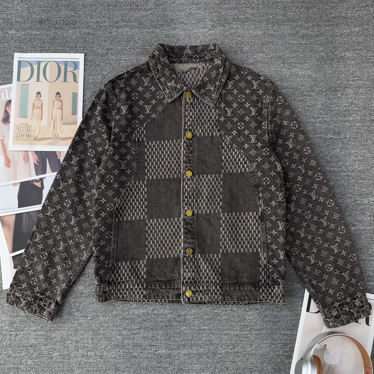 Louis Vuitton Louis vuitton & 路易威登LV×NIGO 老花满印拼接棋盘格牛仔外套