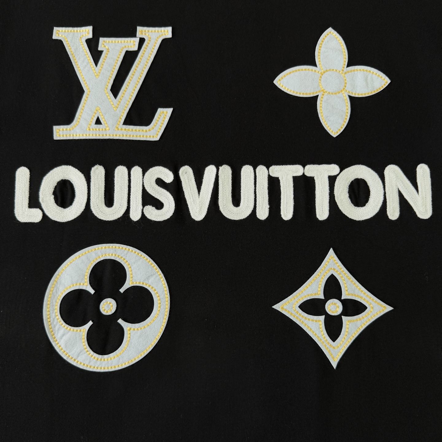 Louis Vuitton LOUIS VUITTON/路易威登LV 25ss新款 老花字母logo贴布绣圆领短袖T恤