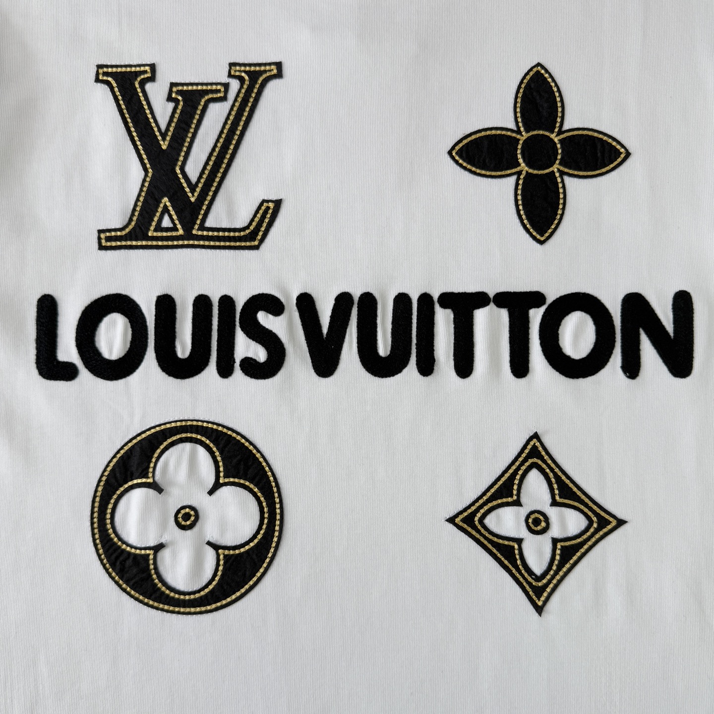 Louis Vuitton LOUIS VUITTON/路易威登LV 25ss新款 老花字母logo贴布绣圆领短袖T恤