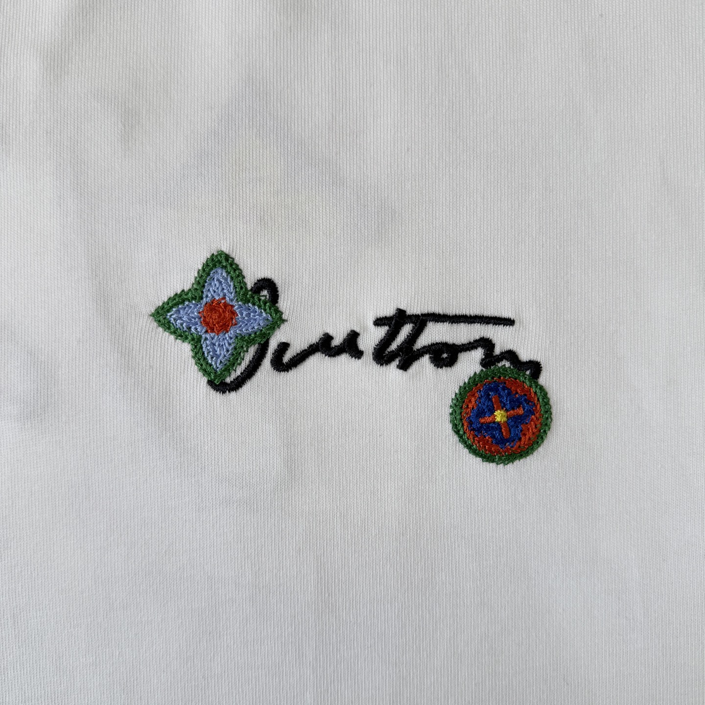 Louis Vuitton LOUIS VUITTON/路易威登LV 25ss前后刺绣花卉字母圆领短袖T恤