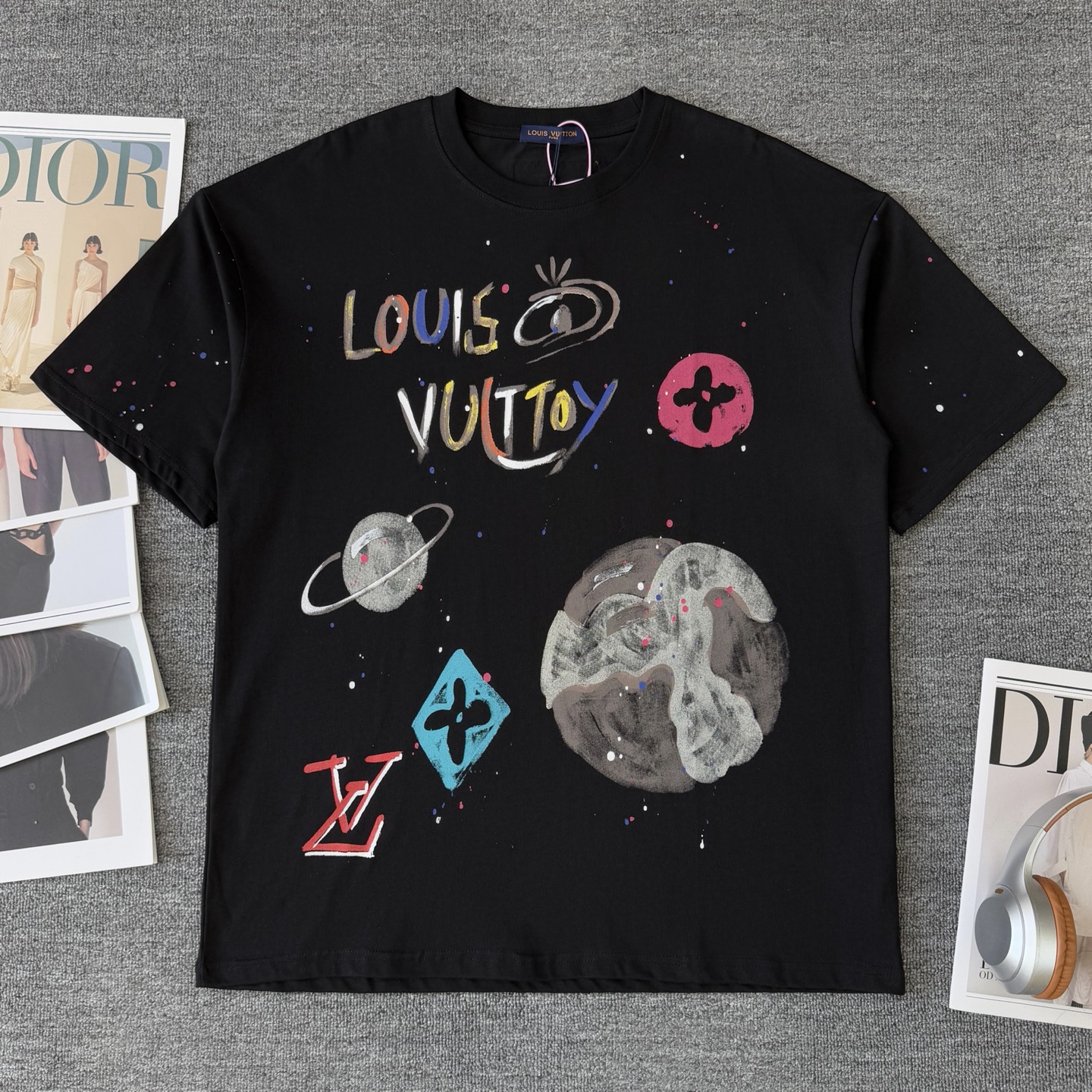 Louis Vuitton LOUIS VUITTON/路易威登LV 新款宇宙涂鸦油漆泼墨印花短袖圆领T恤