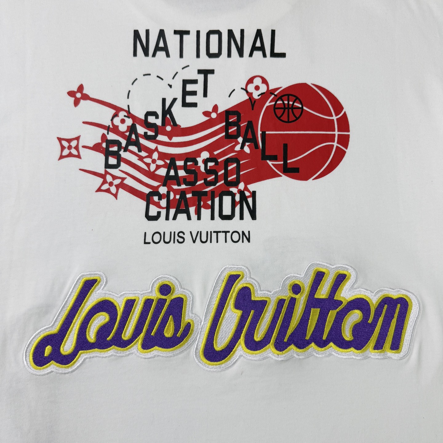Louis Vuitton lv路易威登LOUIS VUITTON 驴家1v 联名nba刺绣满身图案字母半袖T恤短袖