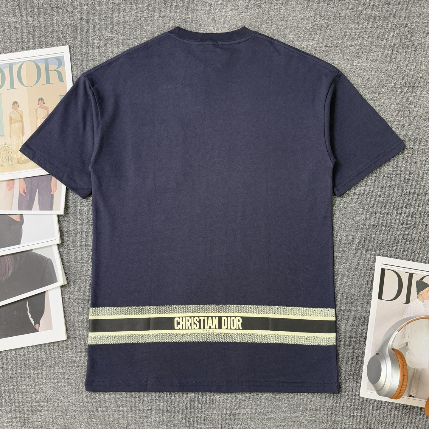 Dior Dior 迪奥2025新款 胸前贴布口袋后背条纹印花短袖T恤