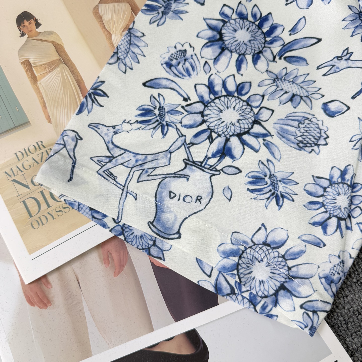 Dior DIOR/迪奥2026新款 花卉动物数码印花logo 沙滩短袖衬衫