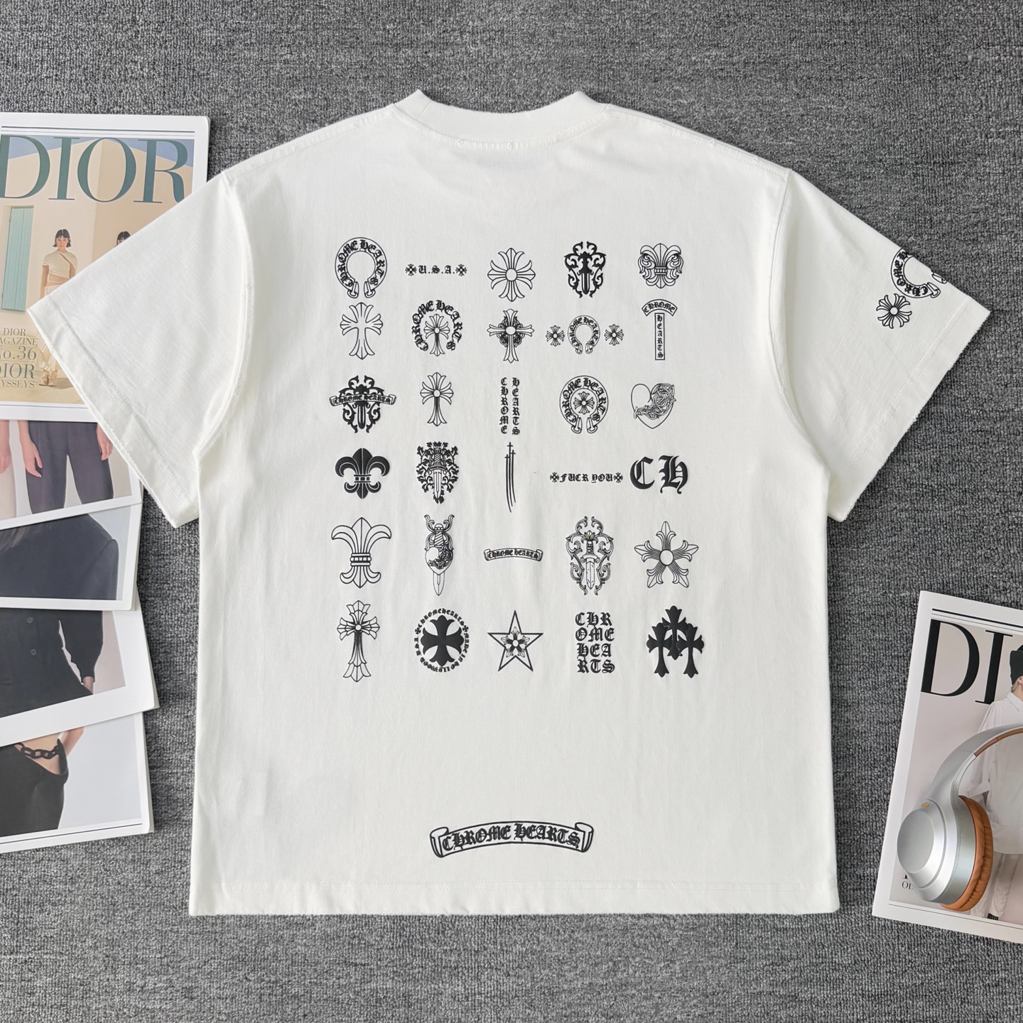 Chrome Hearts Chrome Hearts克罗心26ss新款重工做旧多元素logo短袖圆领T恤