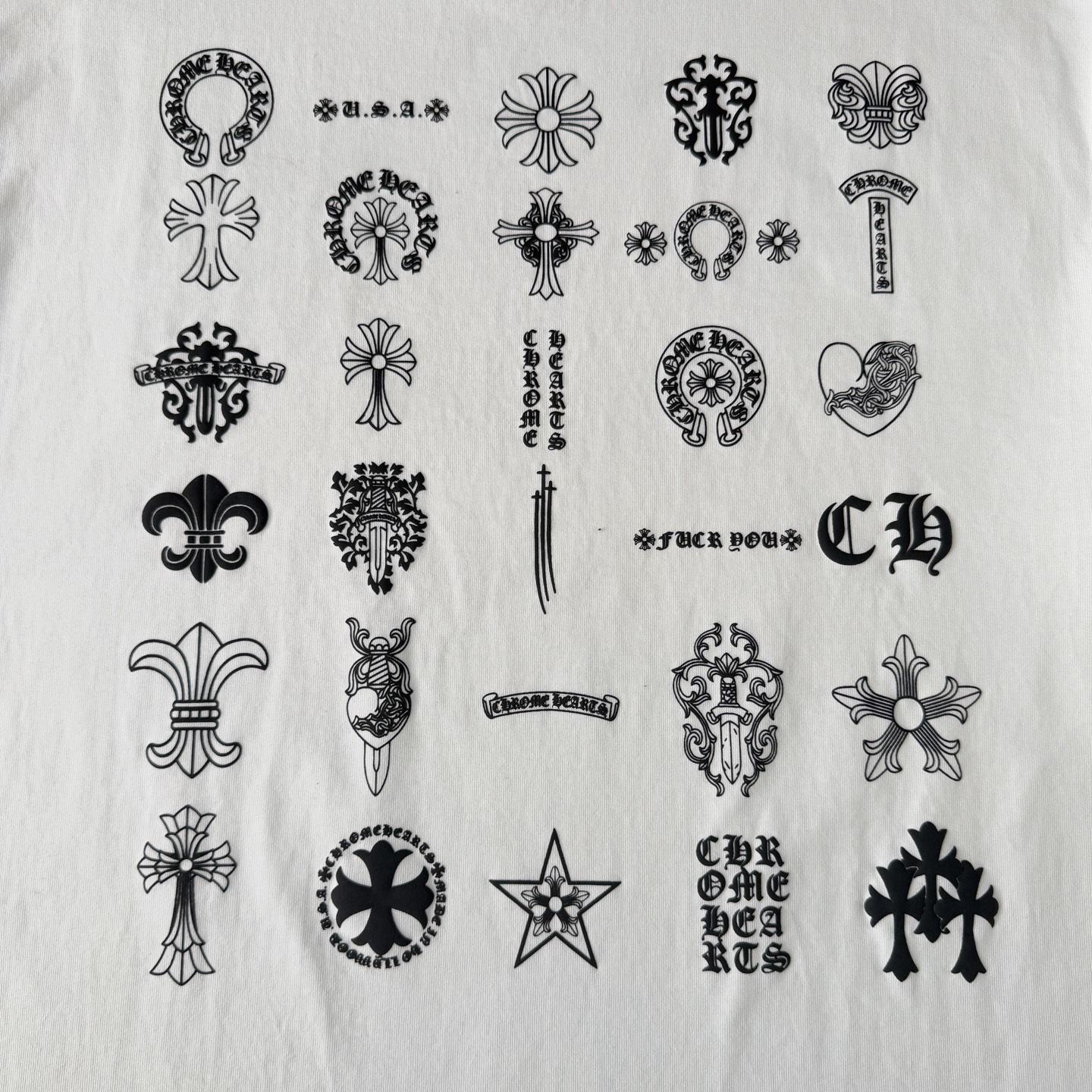 Chrome Hearts Chrome Hearts克罗心26ss新款重工做旧多元素logo短袖圆领T恤