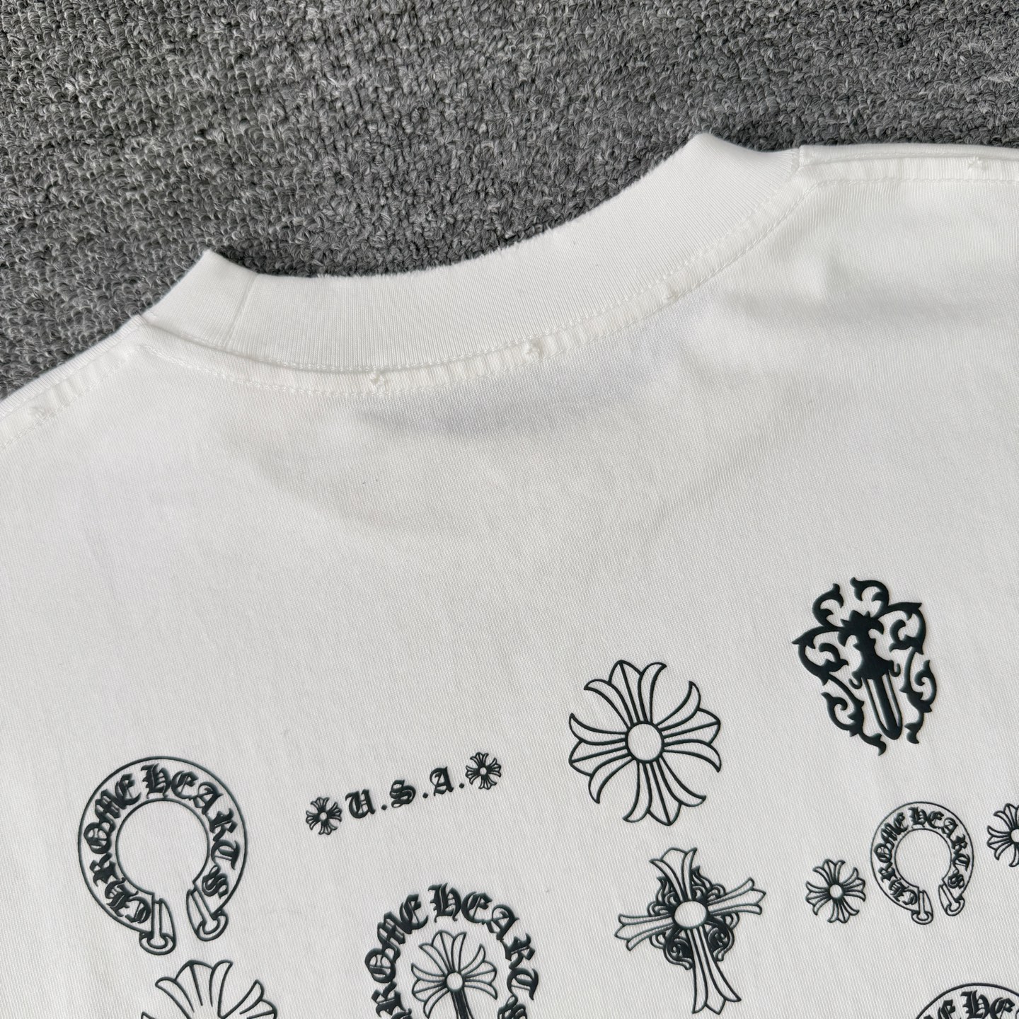 Chrome Hearts Chrome Hearts克罗心26ss新款重工做旧多元素logo短袖圆领T恤