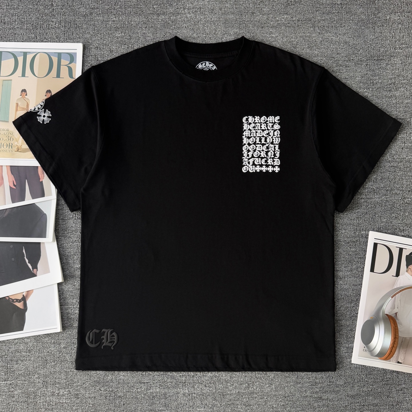 Chrome Hearts Chrome Hearts克罗心26ss新款重工做旧多元素logo短袖圆领T恤