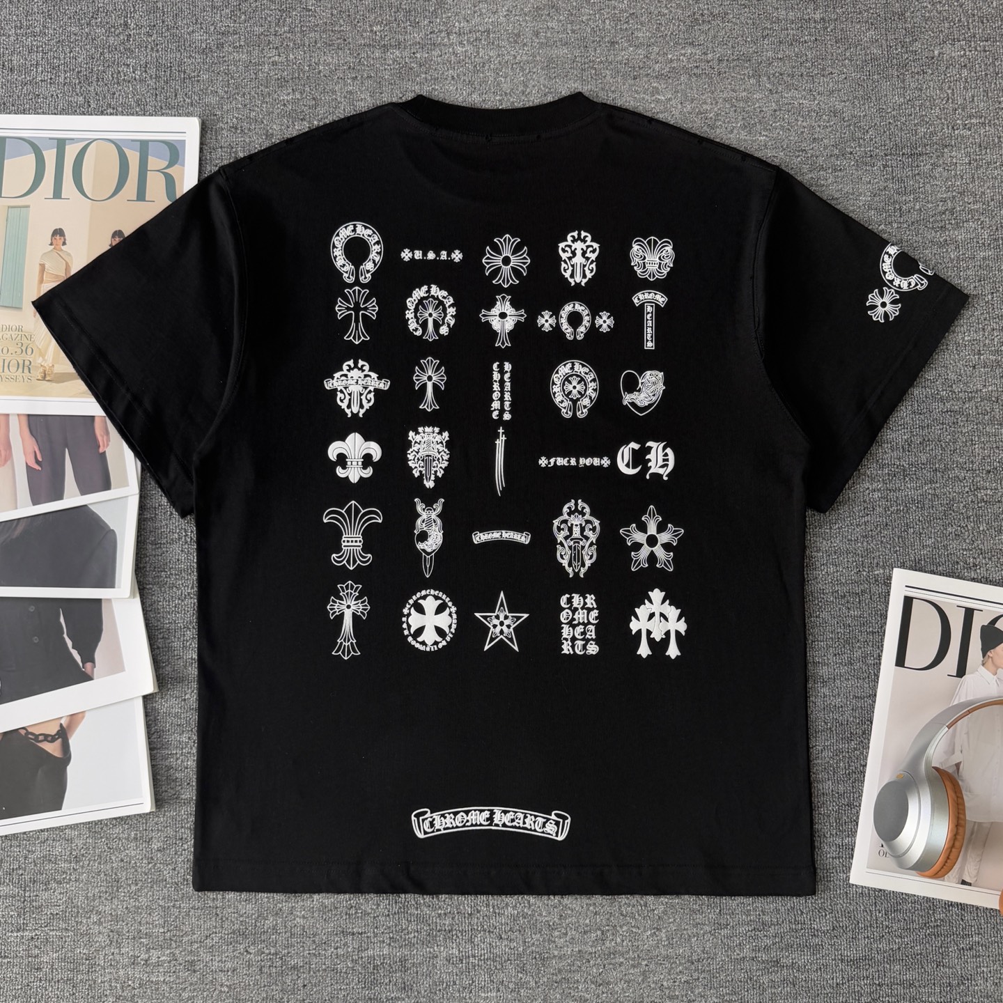 Chrome Hearts Chrome Hearts克罗心26ss新款重工做旧多元素logo短袖圆领T恤