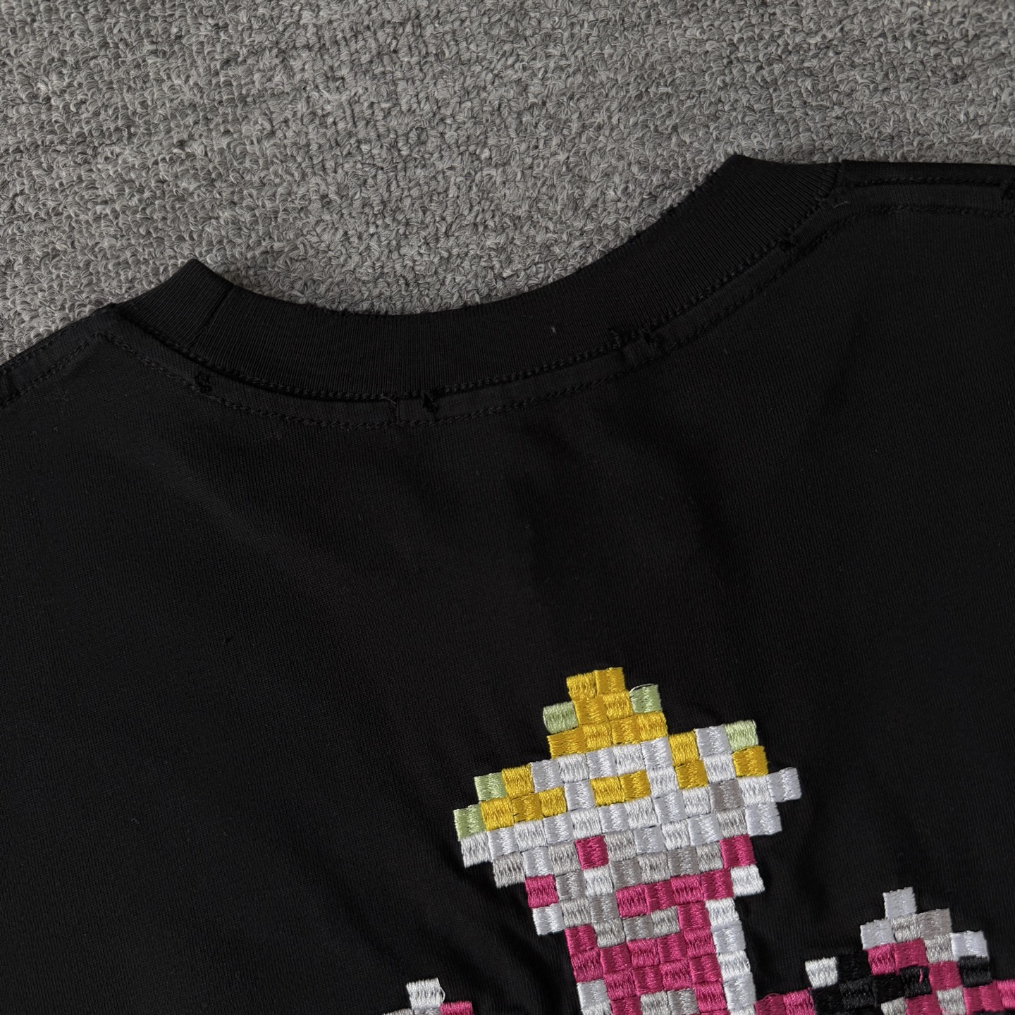 Chrome Hearts CH克罗心Chromehearts 26ss新款像素风马赛克重工刺绣磨破短袖圆领T恤