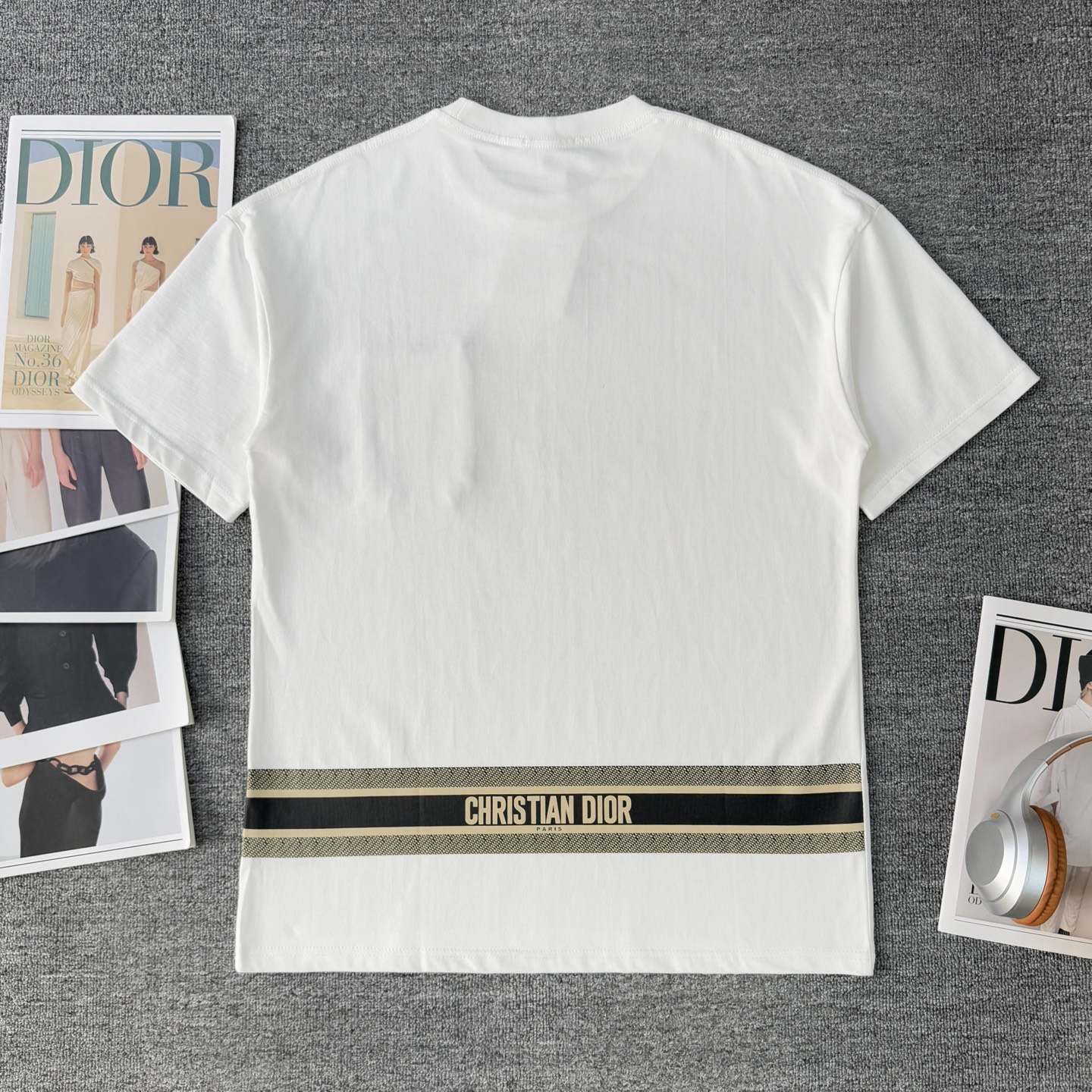 Dior Dior 迪奥胸前 提花贴布口袋 后背条纹印花短袖T恤