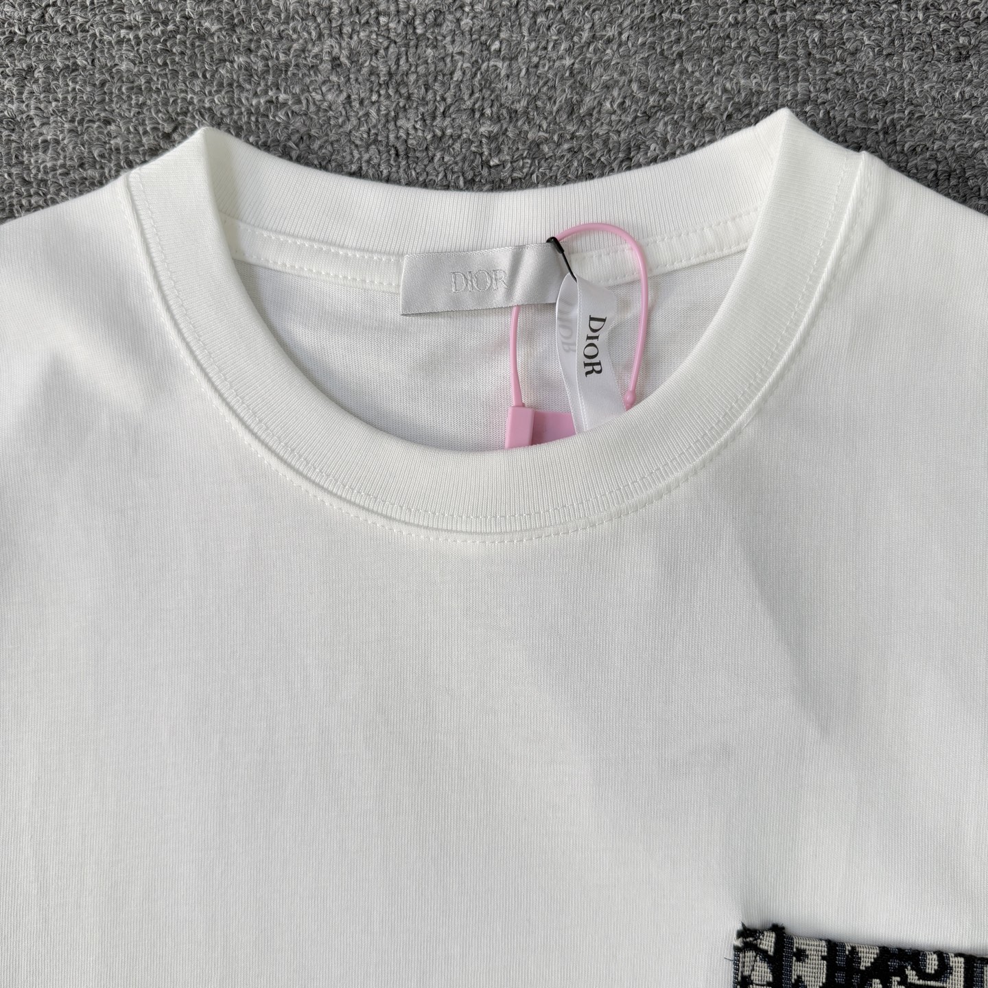Dior Dior 迪奥胸前 提花贴布口袋 后背条纹印花短袖T恤
