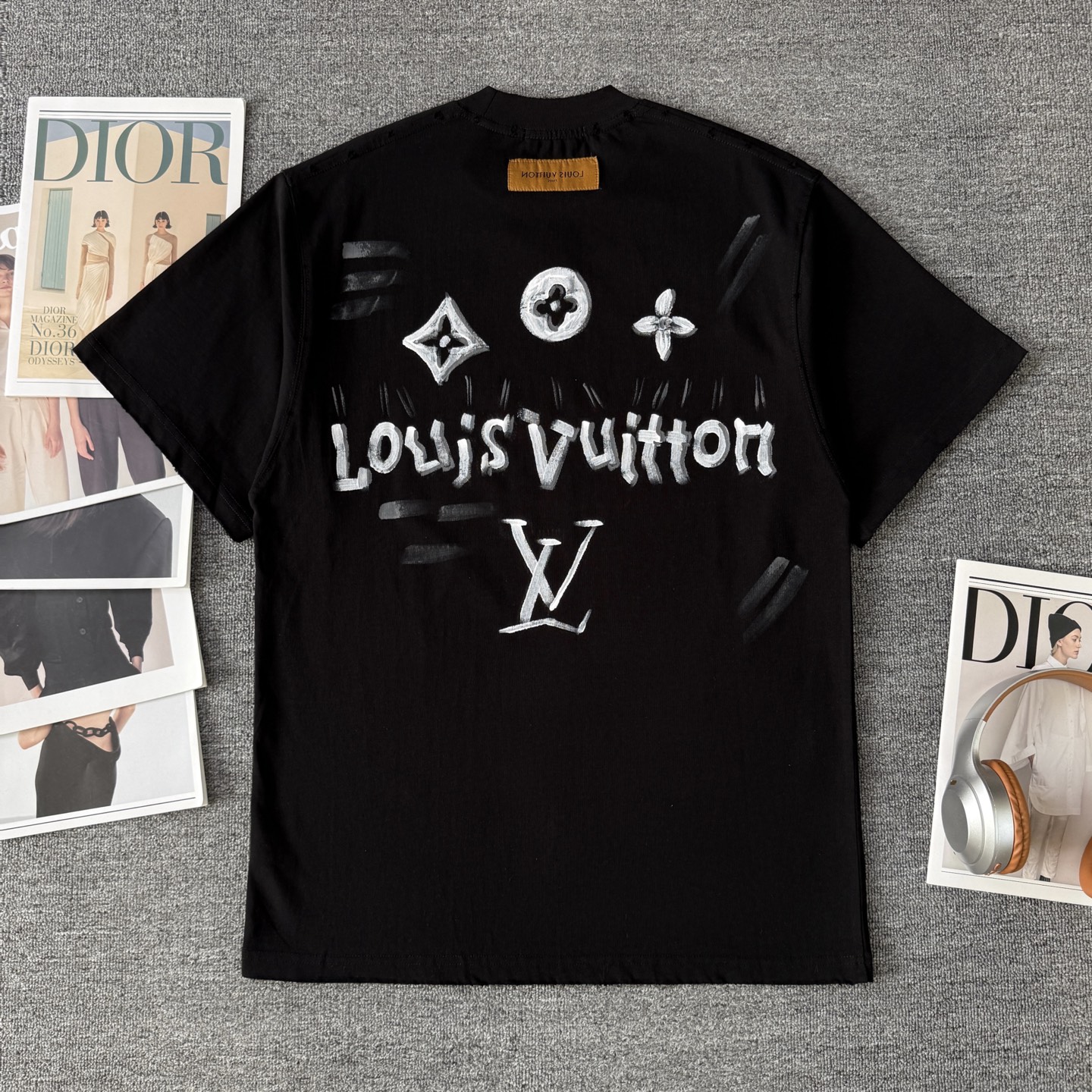 Louis Vuitton Louis vuitton路易威登LV26ss手绘涂鸦风短袖磨破圆领T恤