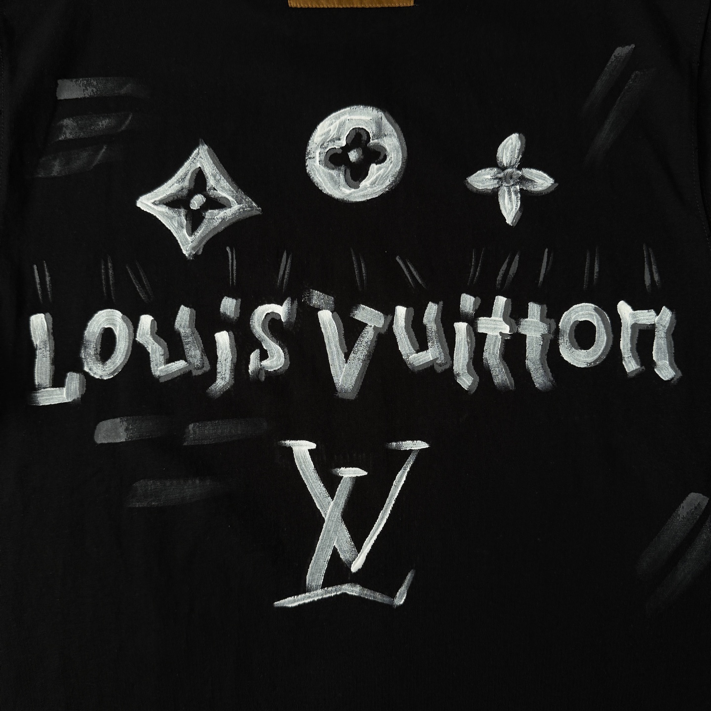 Louis Vuitton Louis vuitton路易威登LV26ss手绘涂鸦风短袖磨破圆领T恤